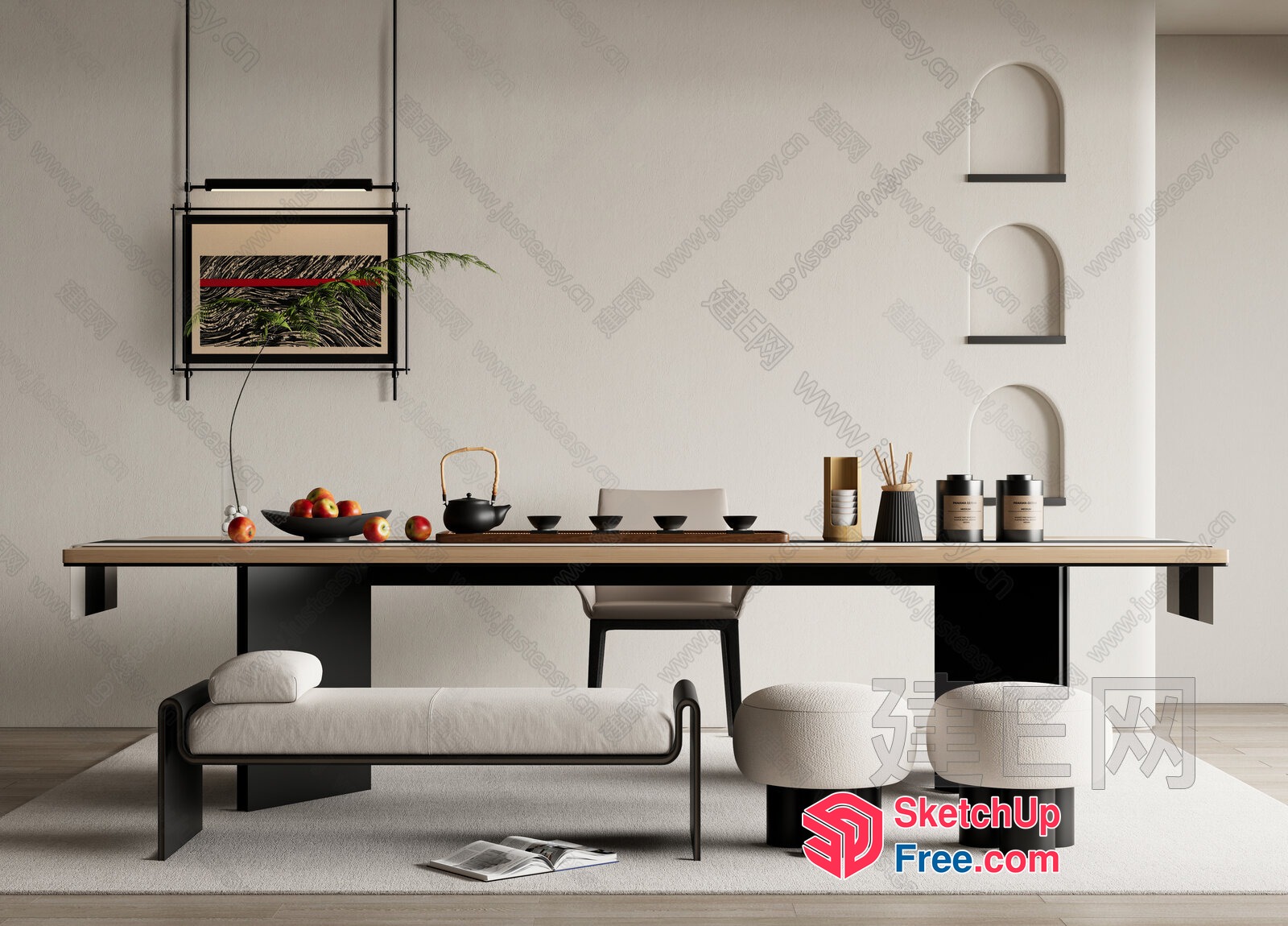 Elegant Japanese-Inspired Modern Living Space 3D SketchUp File