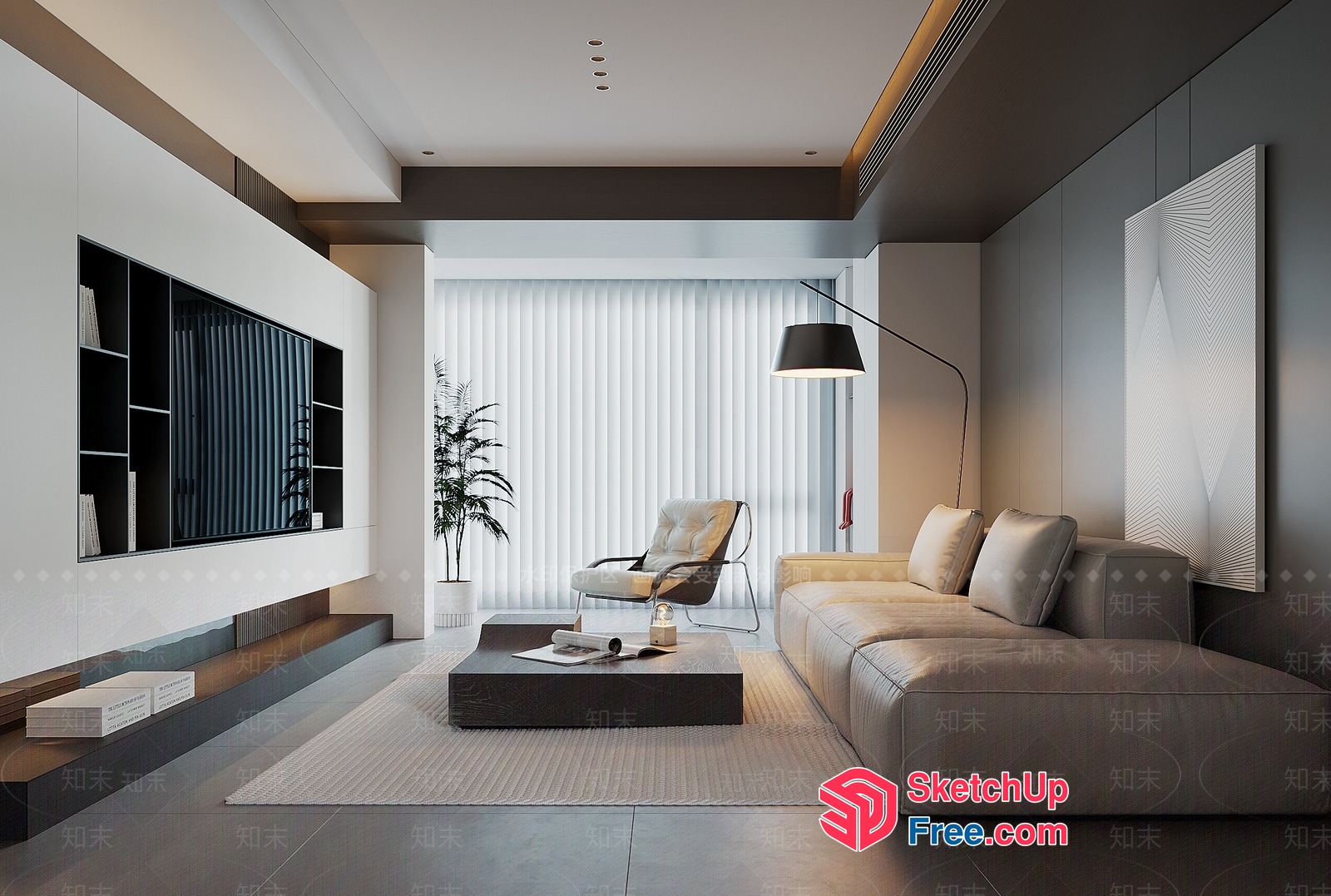 Modern Minimalist Living Room With Clean Lines And Neutral Colors 3D SketchUp File