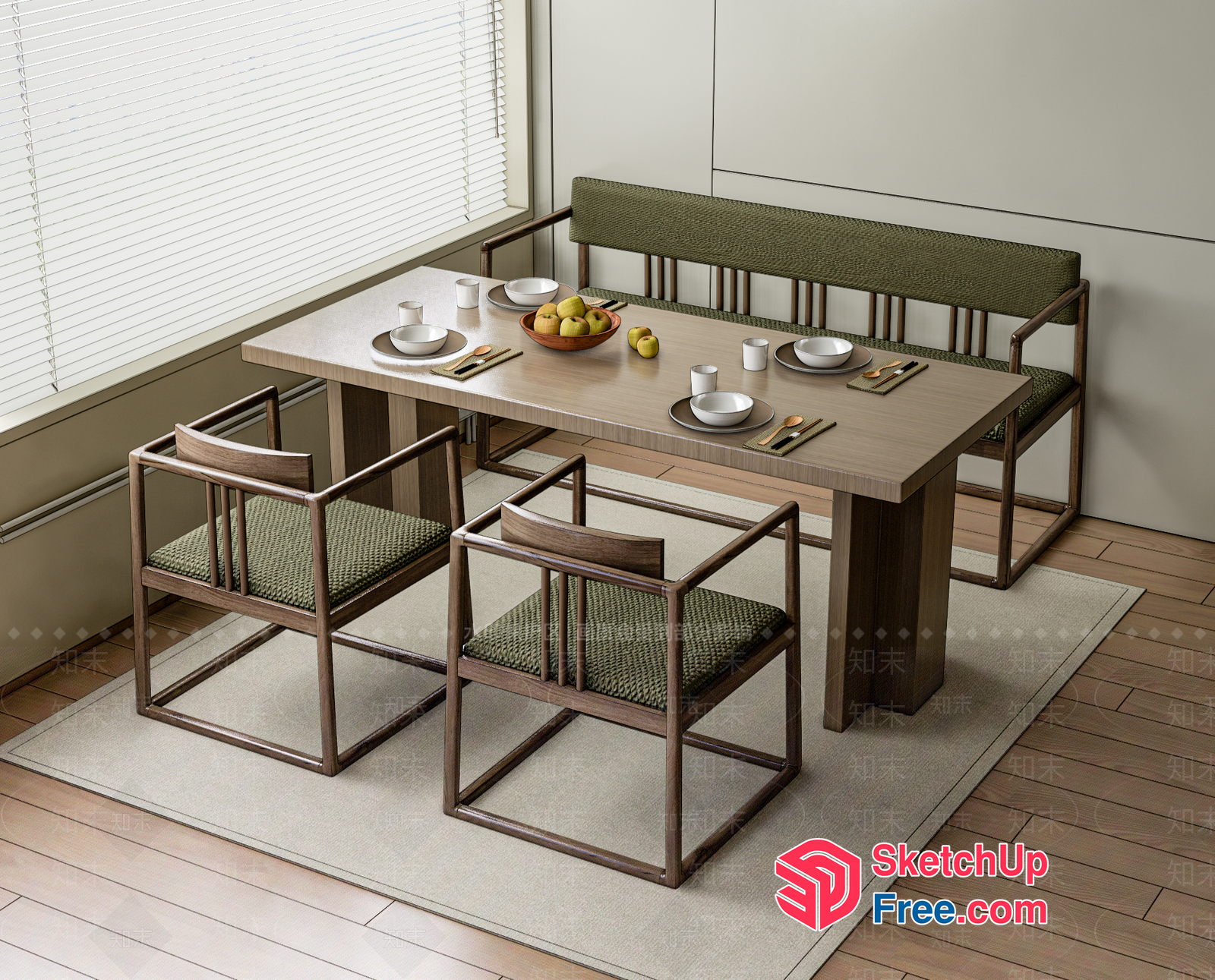 Modern Minimalist Dining Room Interior 3D SketchUp File