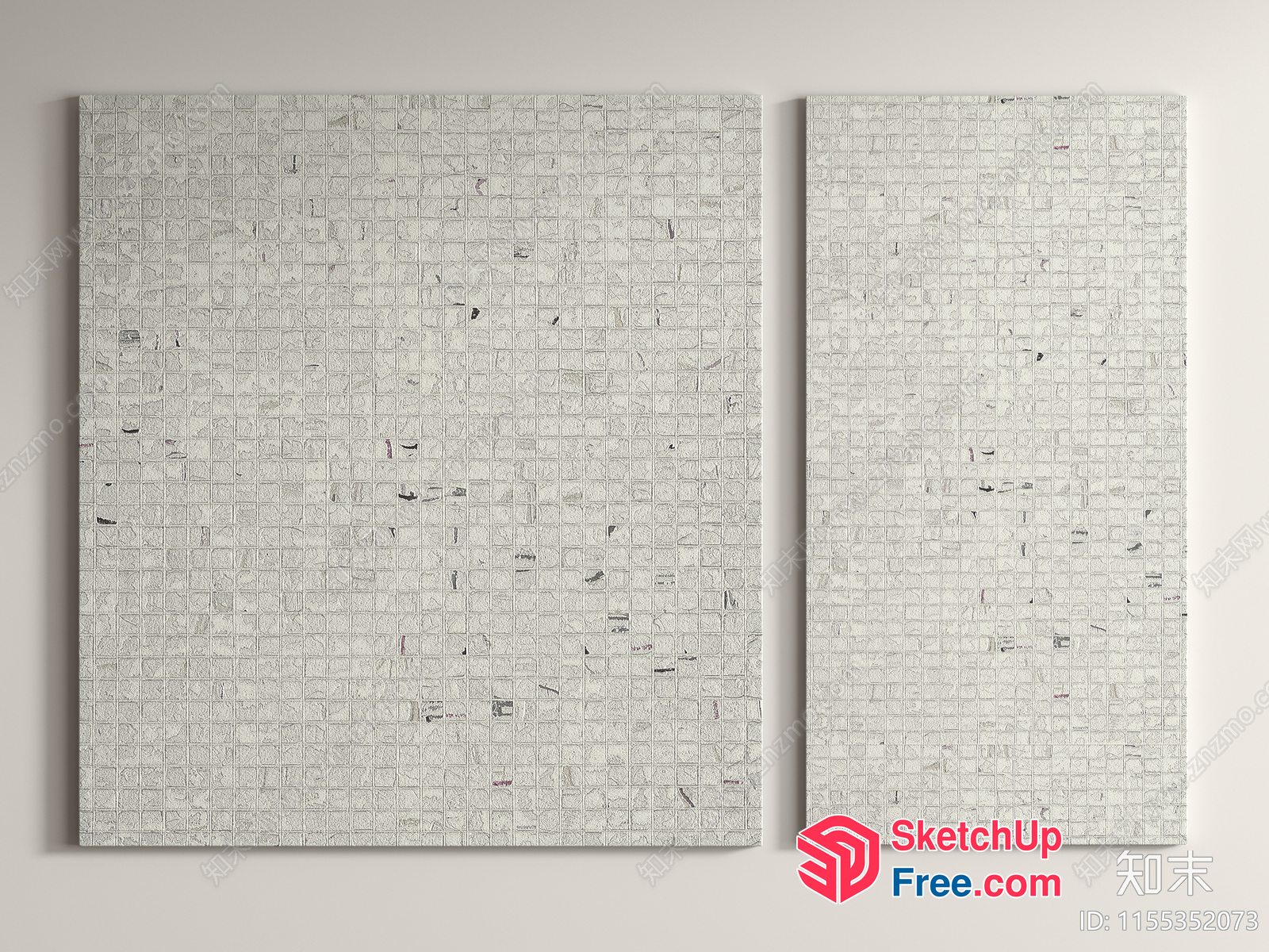 Aesthetic White Mosaic Wall Art 3D SketchUp File