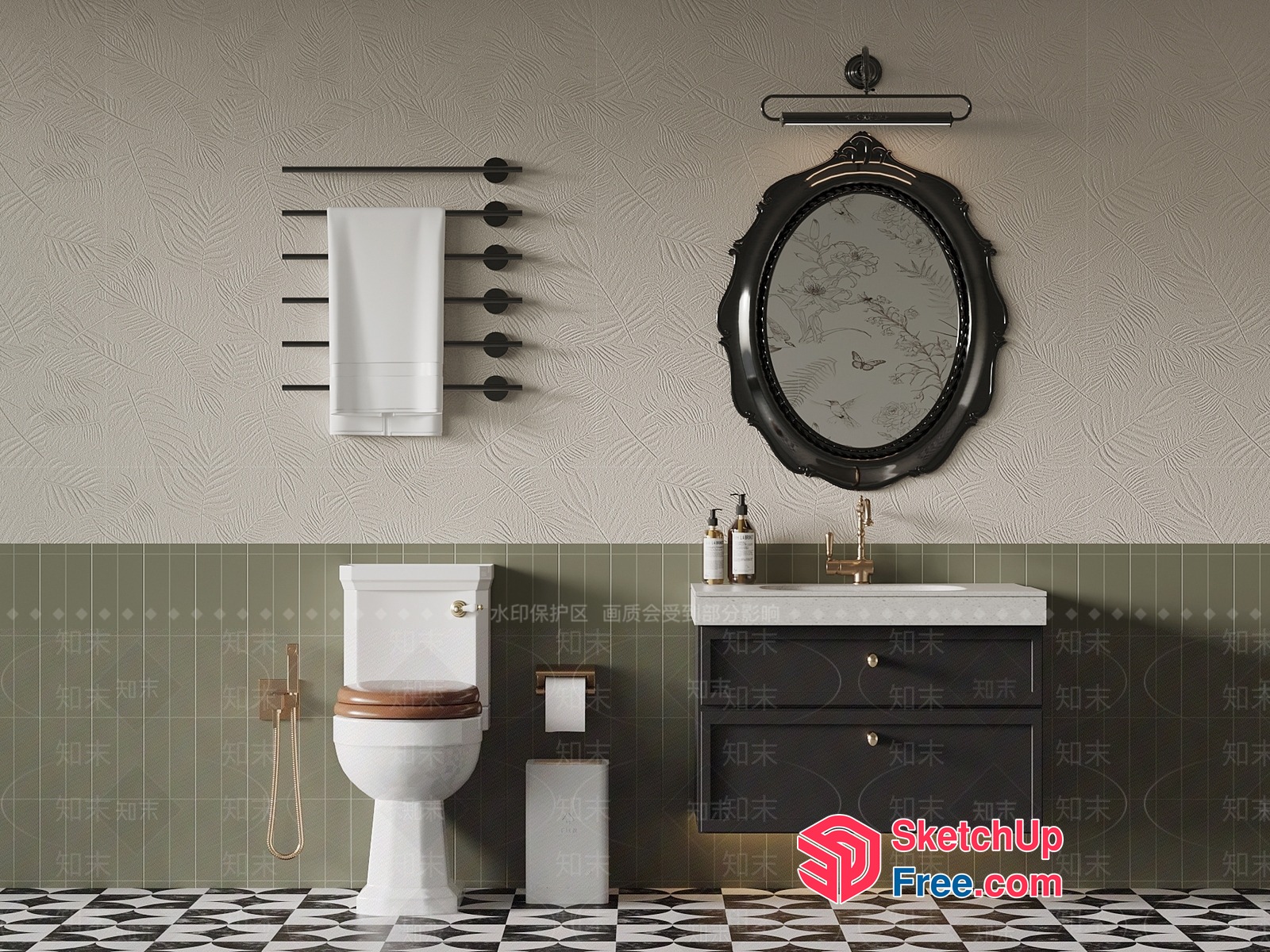 Elegant Bathroom With Classic And Modern Elements 3D SketchUp File