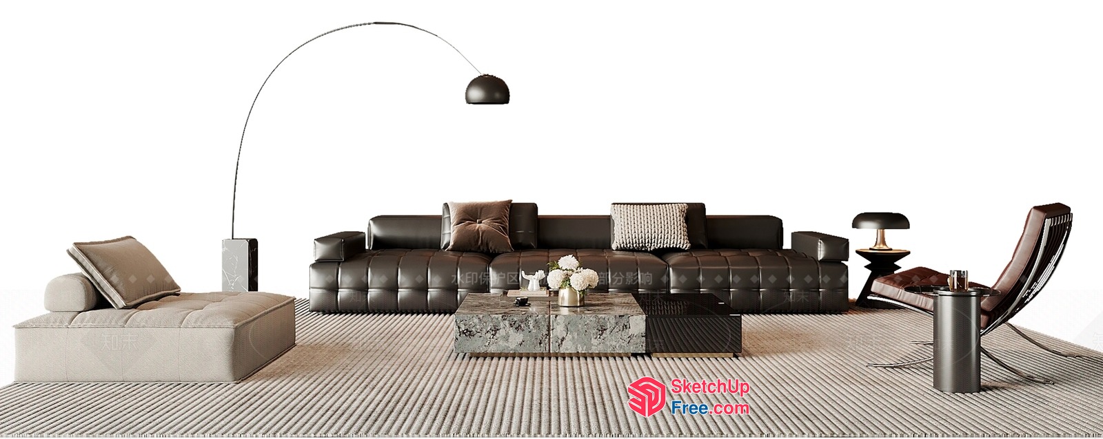 Modern Minimalist Living Room With Sleek Furniture 3D SketchUp File