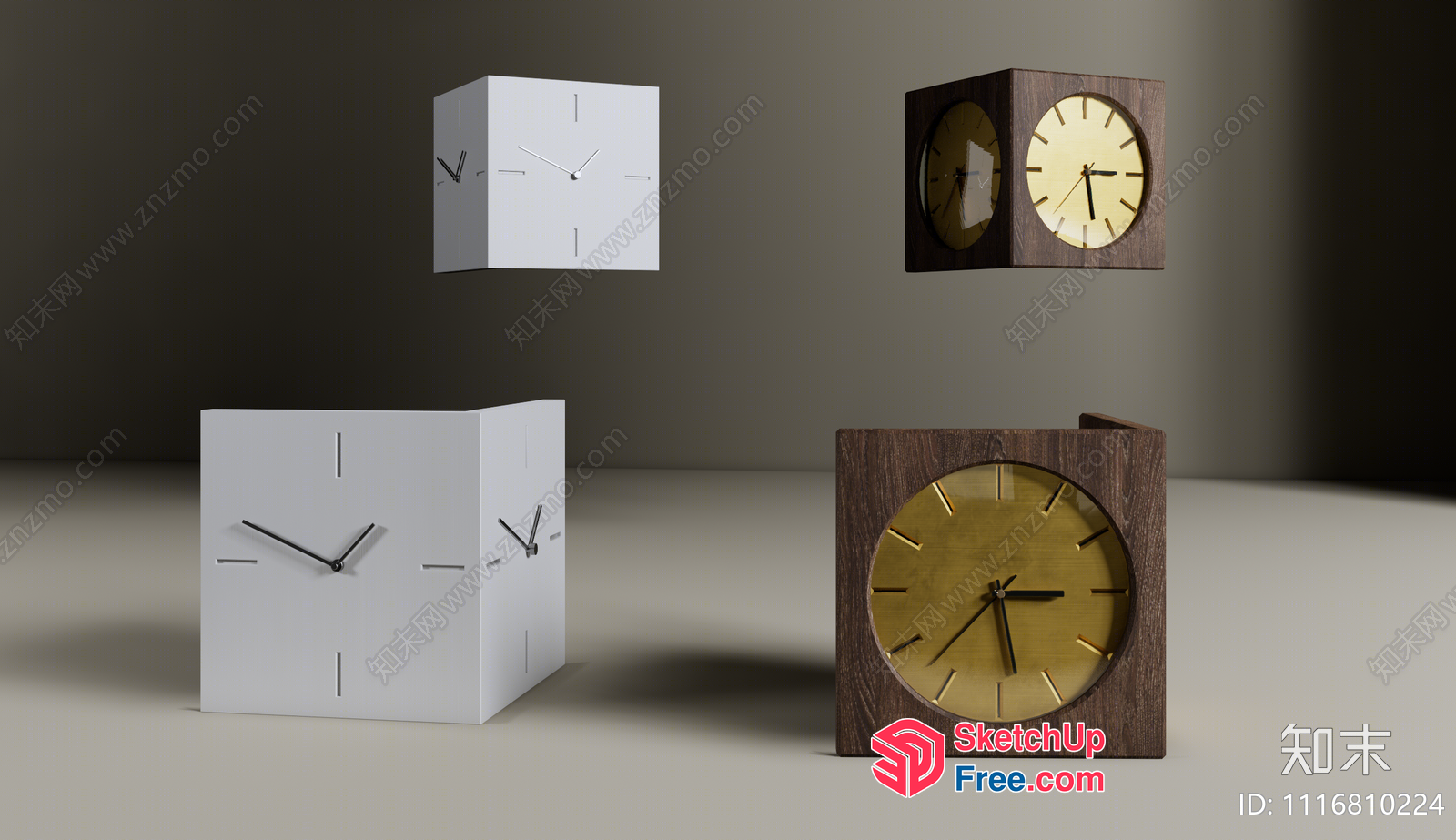 Modern Minimalist Clocks In Cubic Boxes 3D SketchUp File