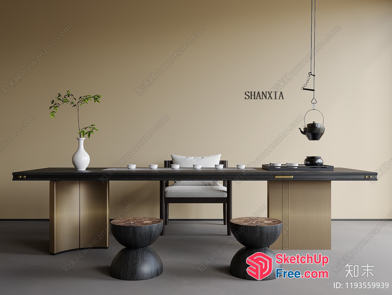 Elegant And Modern Asian-Inspired Dining Room 3D SketchUp File
