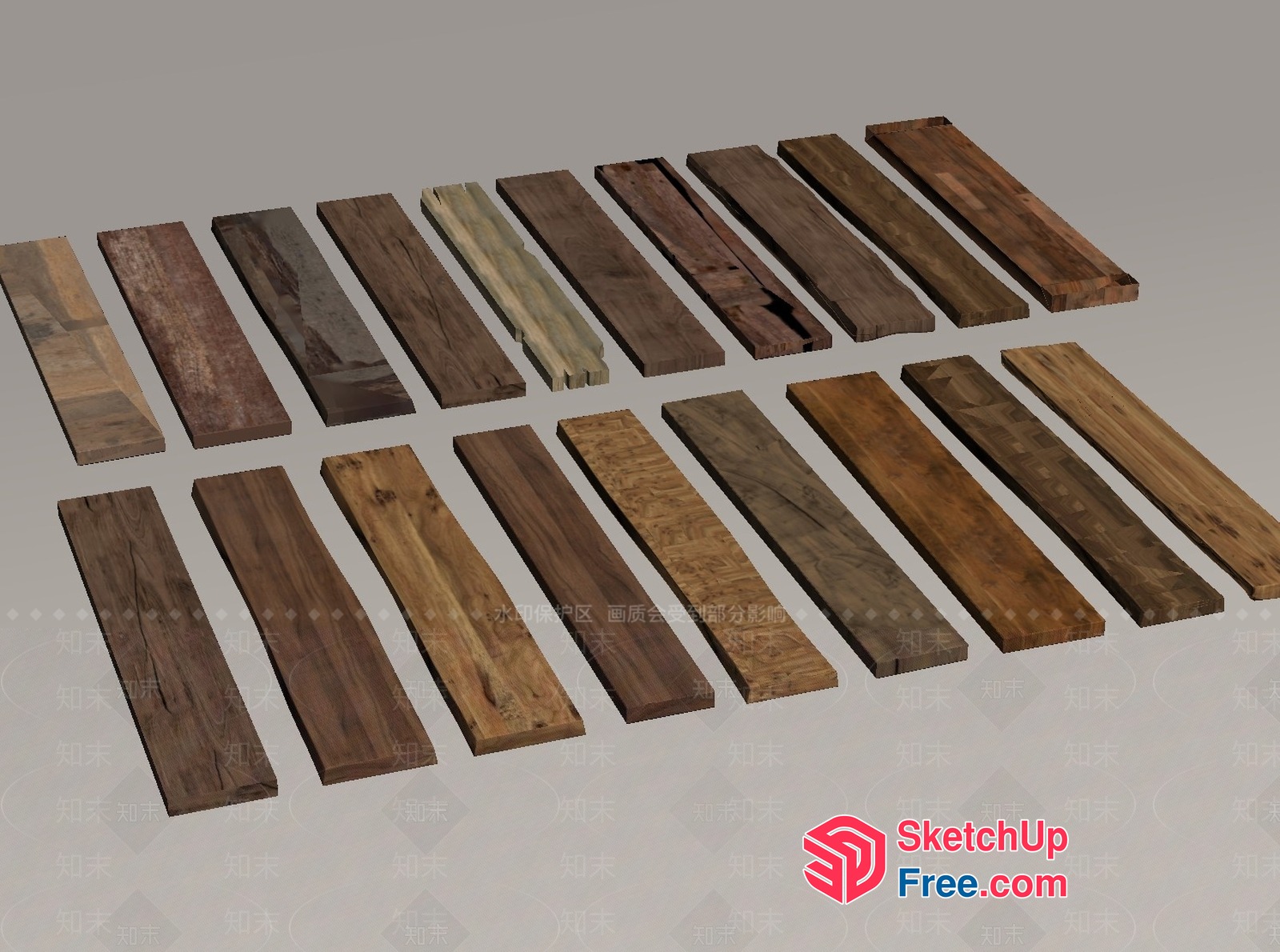 Wooden Planks Of Various Sizes And Textures 3D SketchUp File