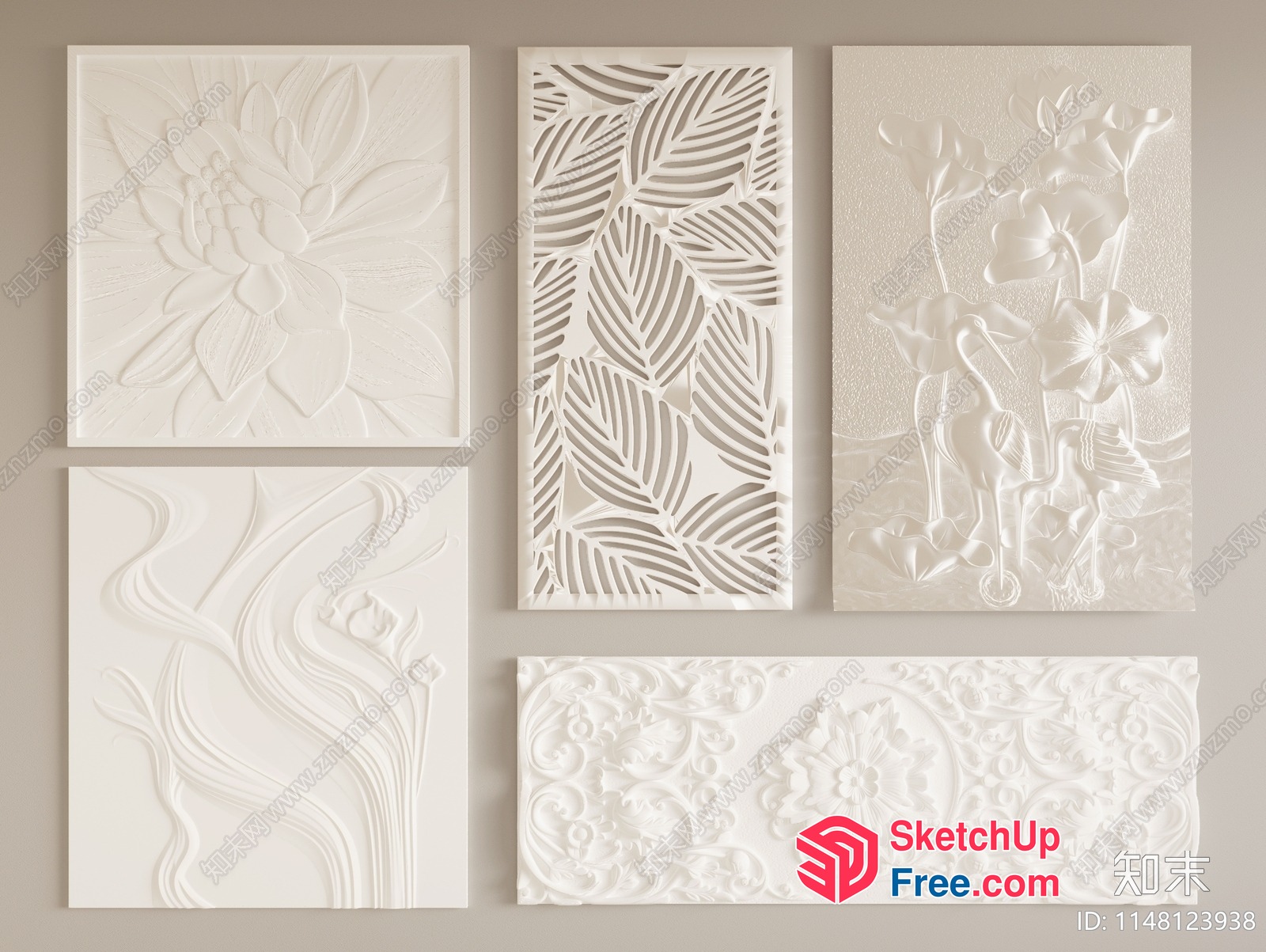 Carved Floral Designs 3D SketchUp File
