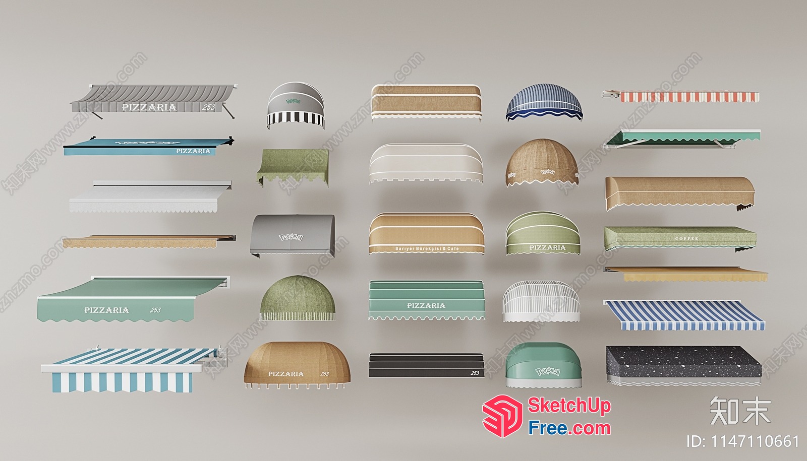 Various Awning Styles For Commercial And Residential Use 3D SketchUp File