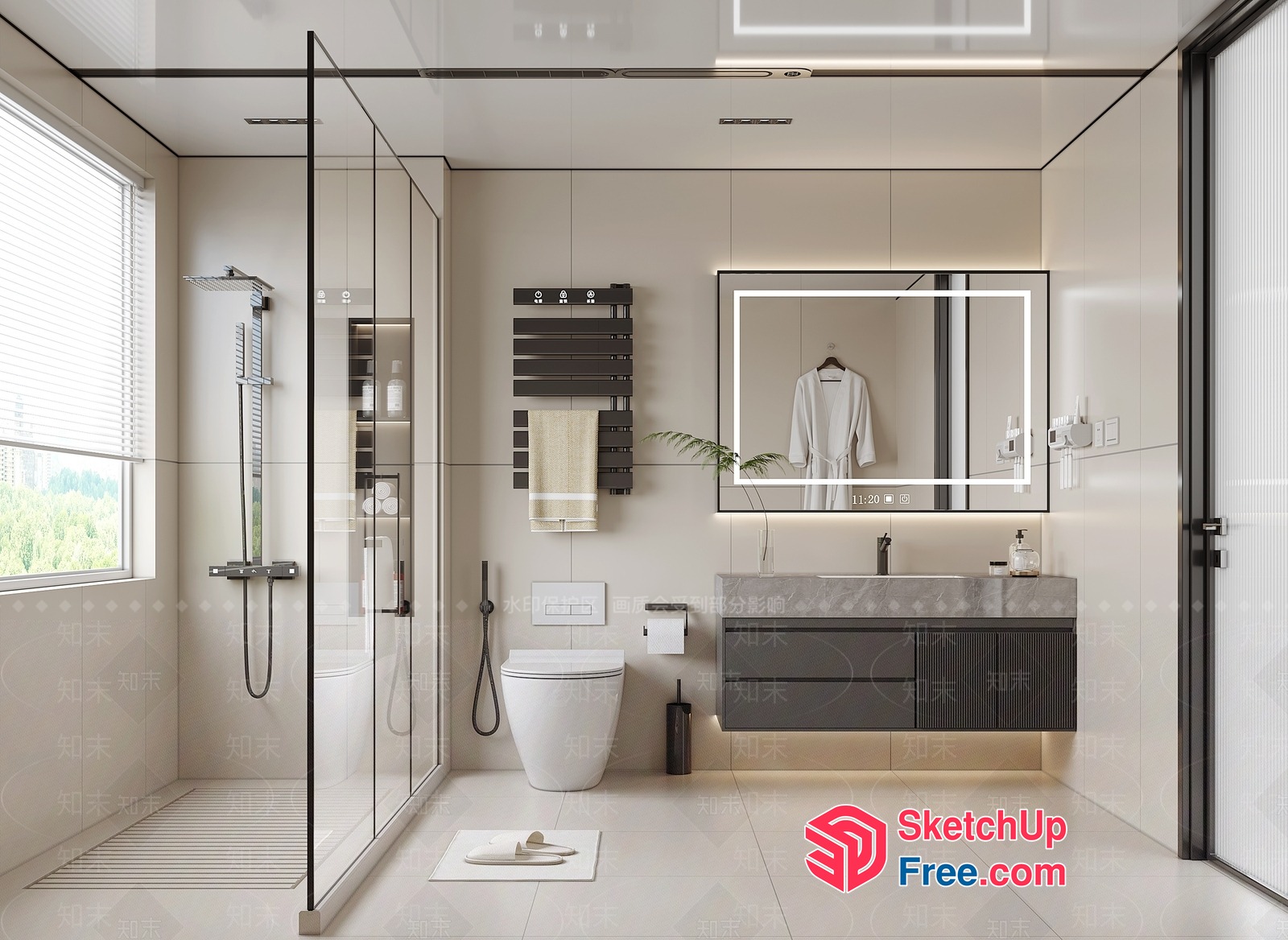 Modern Minimalist Bathroom Interior 3D SketchUp File