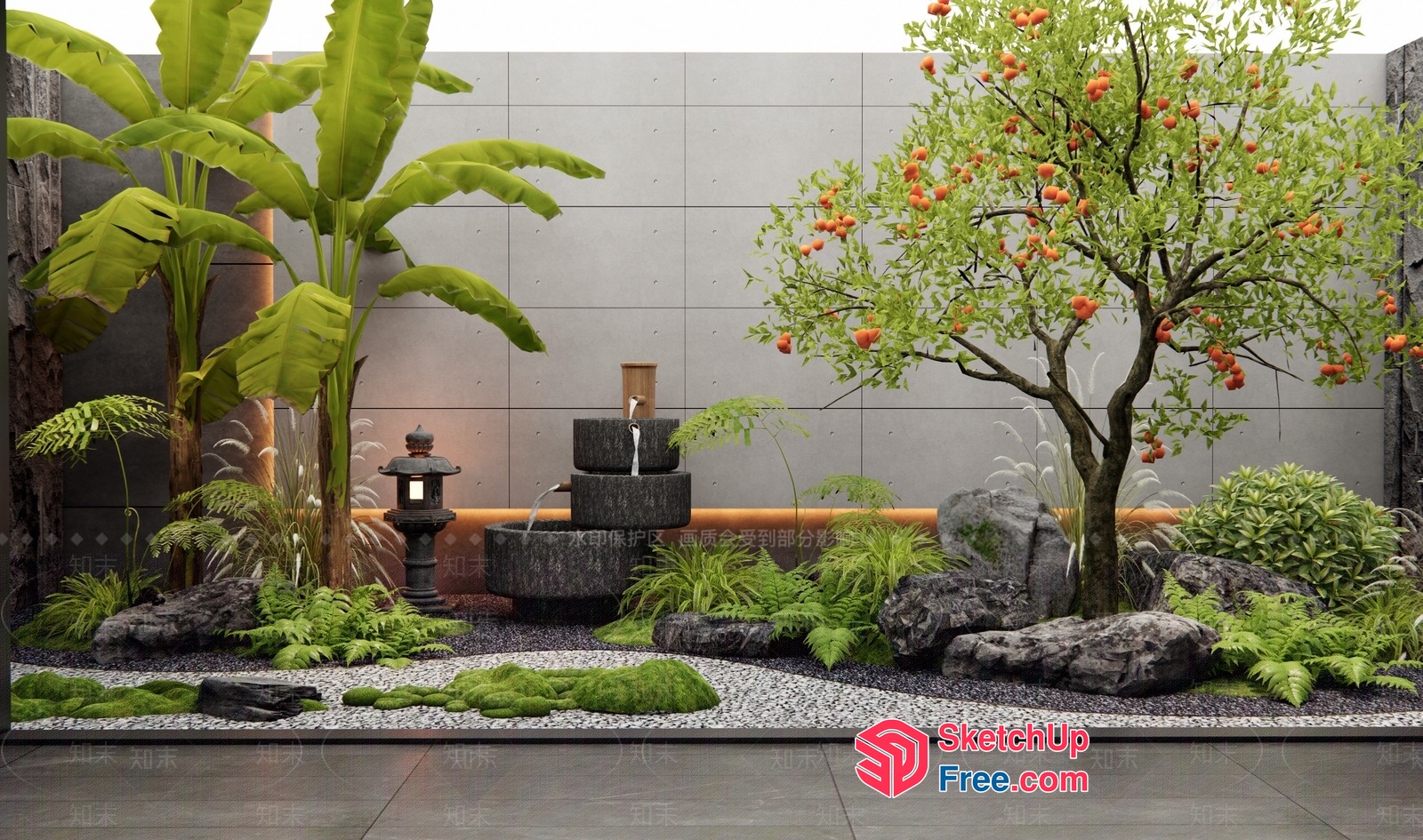 Modern Asian-Inspired Garden Oasis 3D SketchUp File