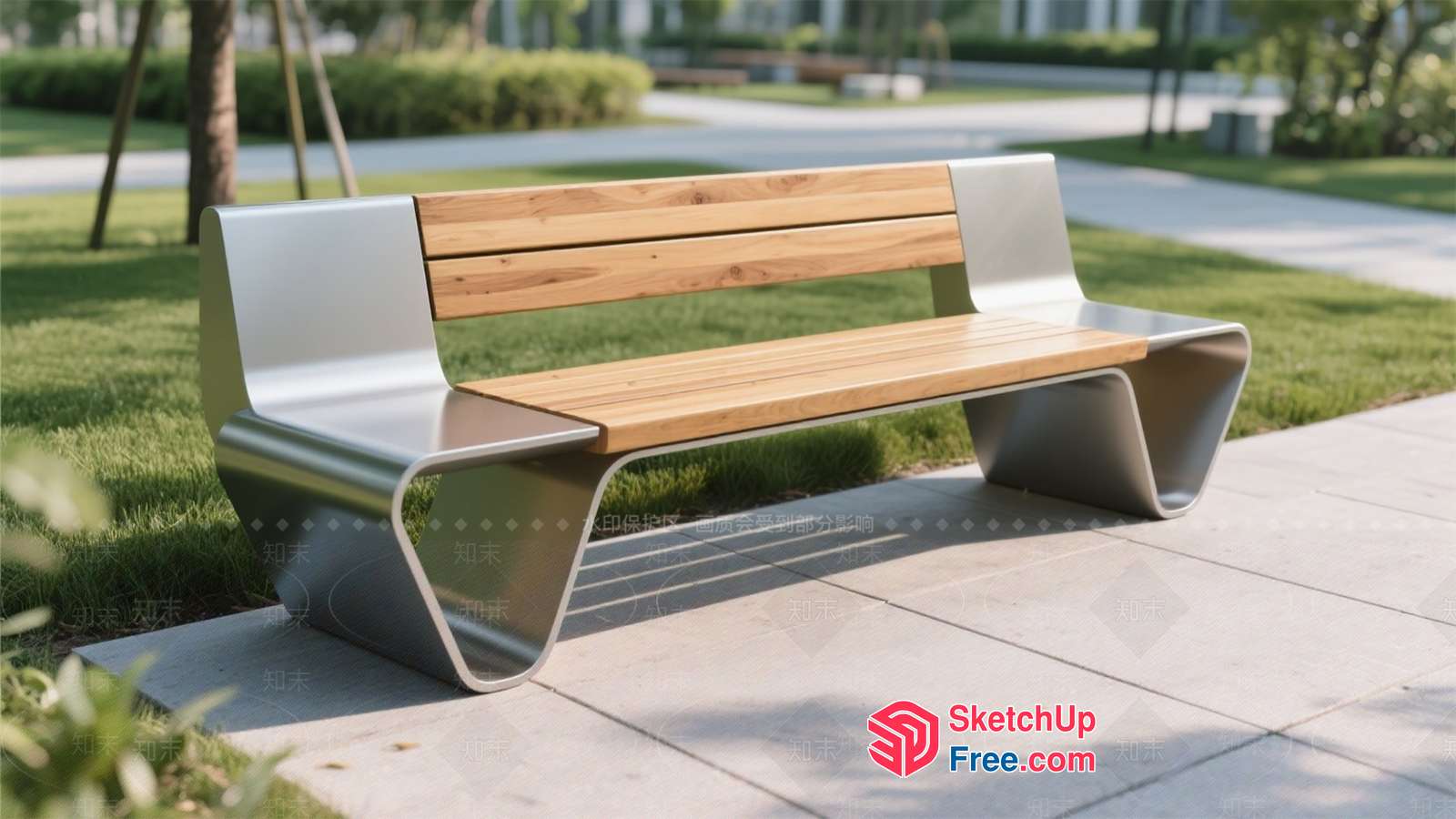 Modern Sleek Outdoor Bench Design 3D SketchUp File
