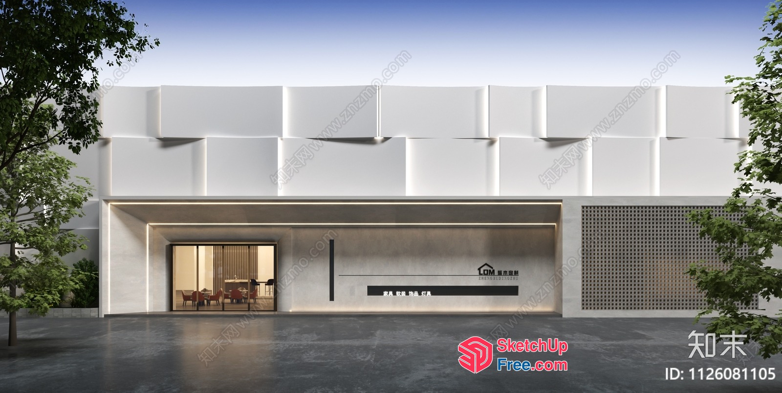 Modern Minimalist Garage With Glass Curtain Wall 3D SketchUp File