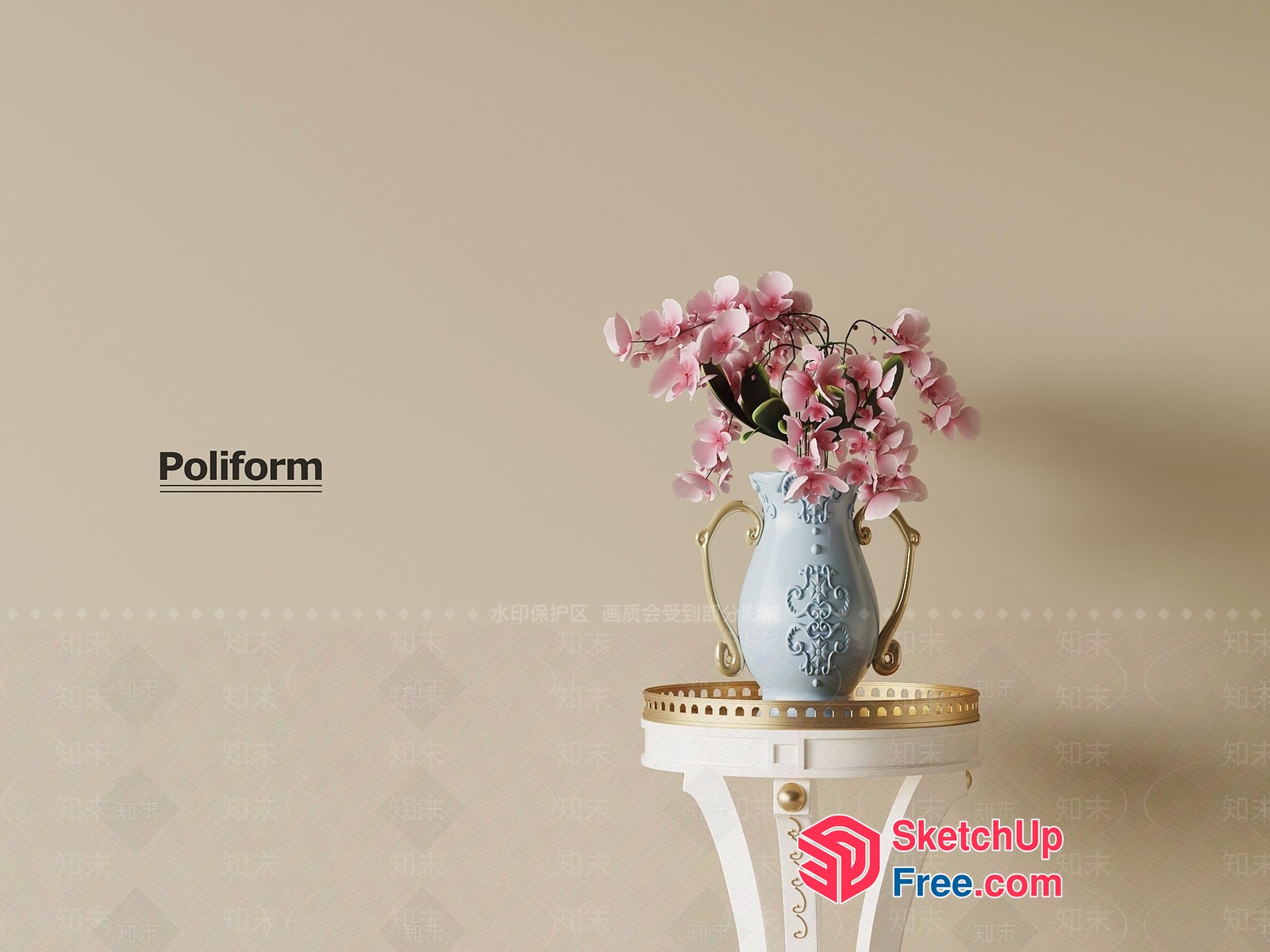 Elegant Vase And Table Arrangement 3D SketchUp File