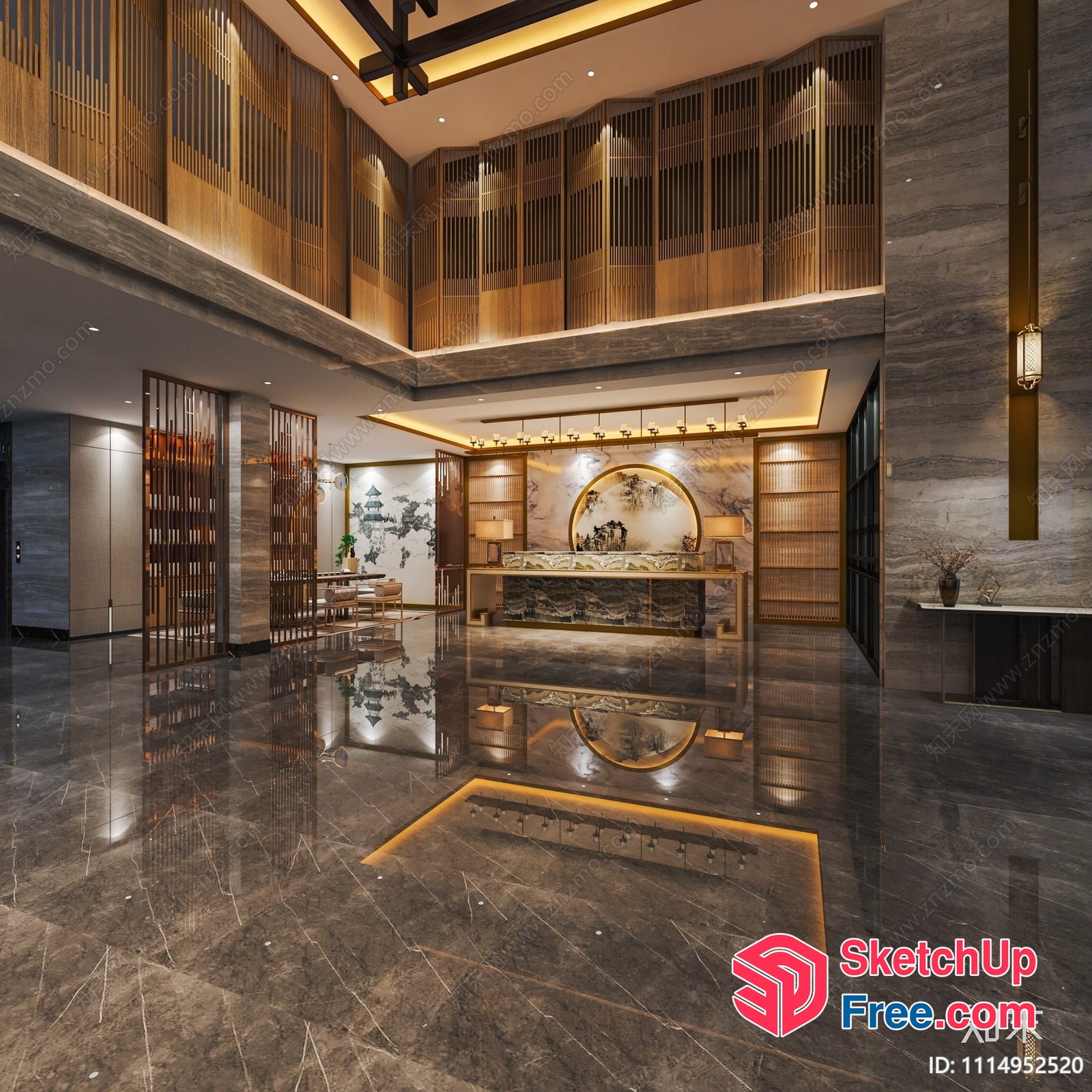 Marble And Wood Accents Interior Design 3D SketchUp File
