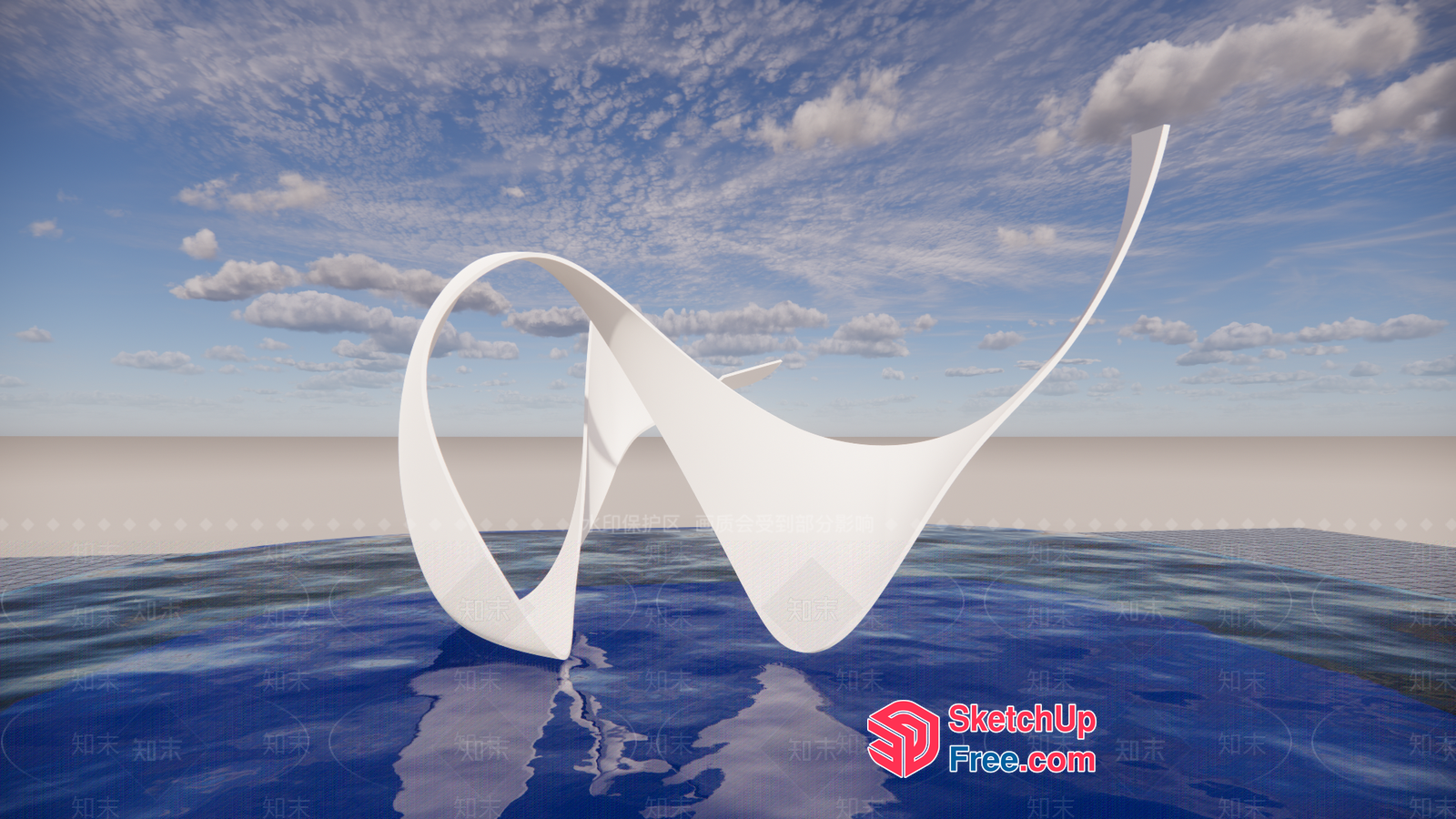Serene Oceanic Abstract Sculpture 3D SketchUp File