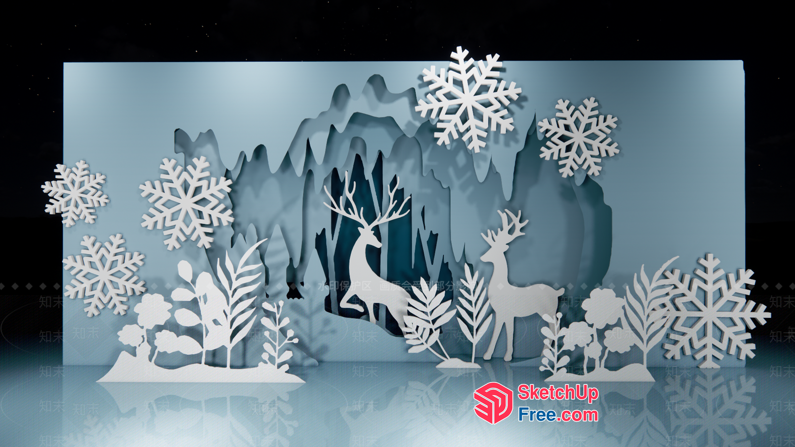 Winter Wonderland Scene 3D SketchUp File
