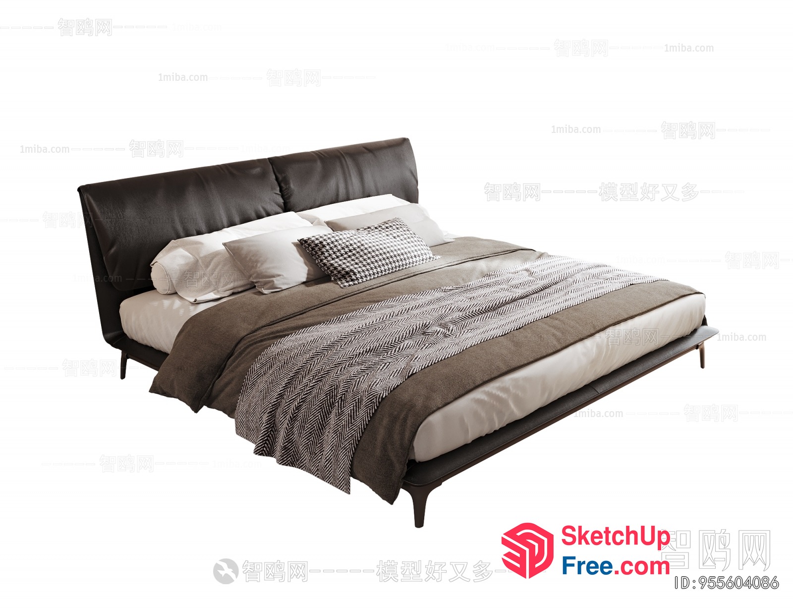 Minimalist Japanese Style Bed With Pillow And Blanket 3D SketchUp File