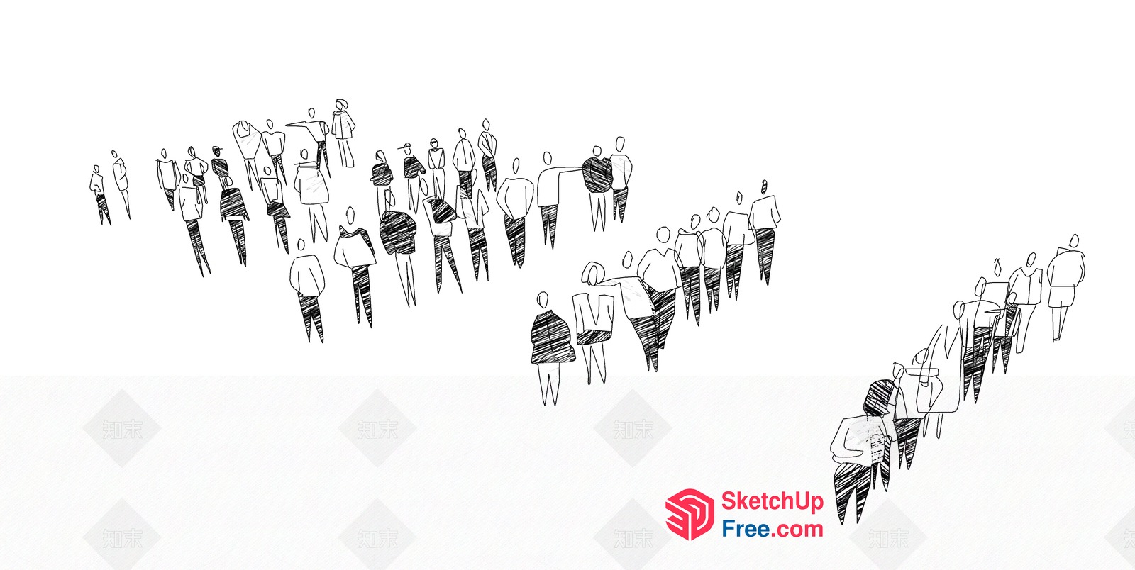 People Standing In A Line 3D SketchUp File