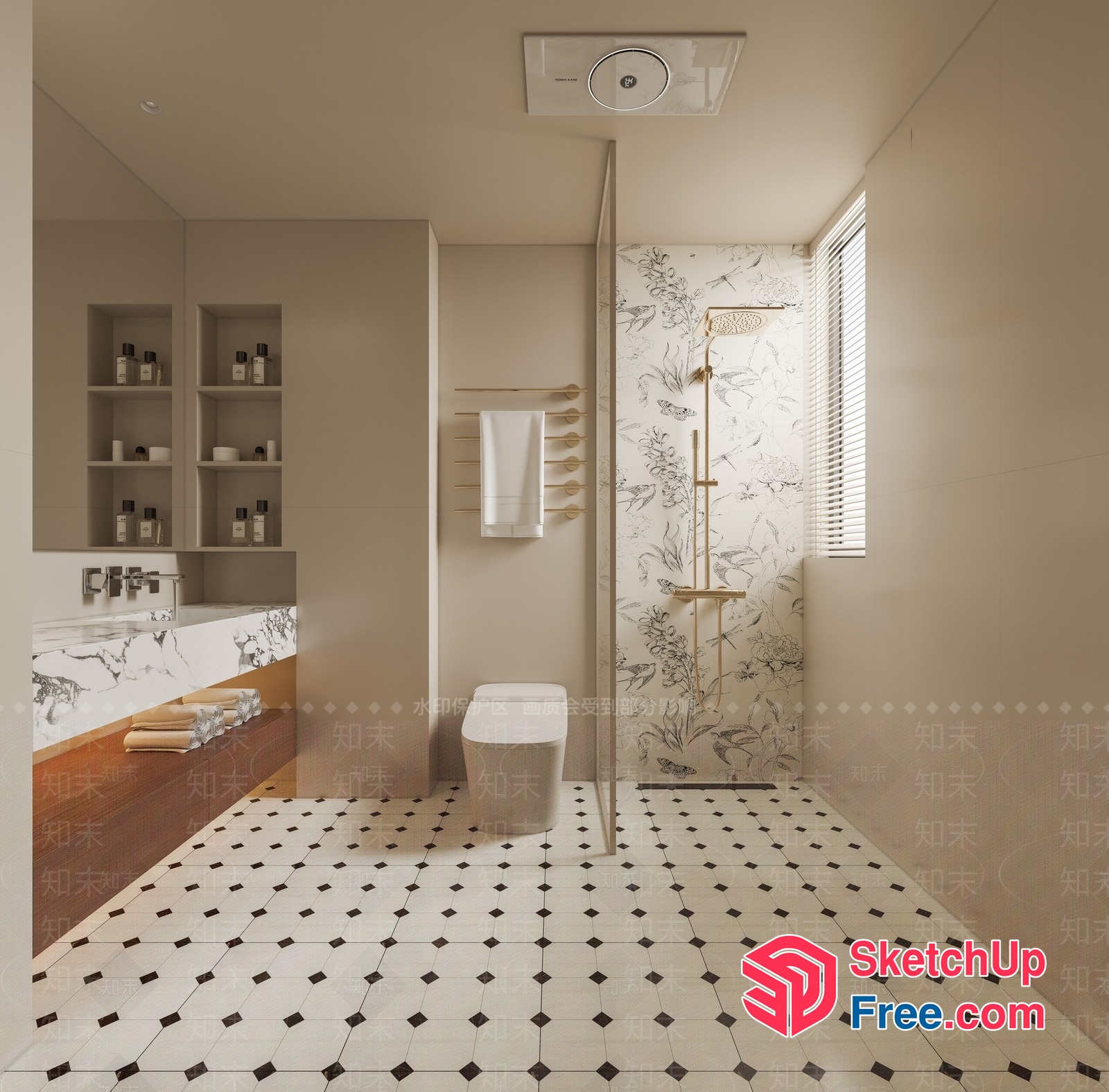 Elegant Modern Bathroom Interior Design 3D SketchUp File
