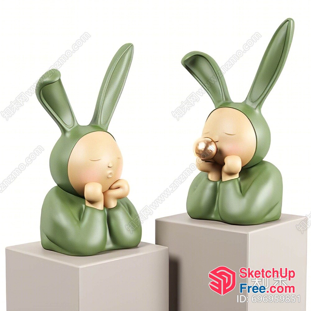 Cute Cartoon Rabbit Decorations 3D SketchUp File