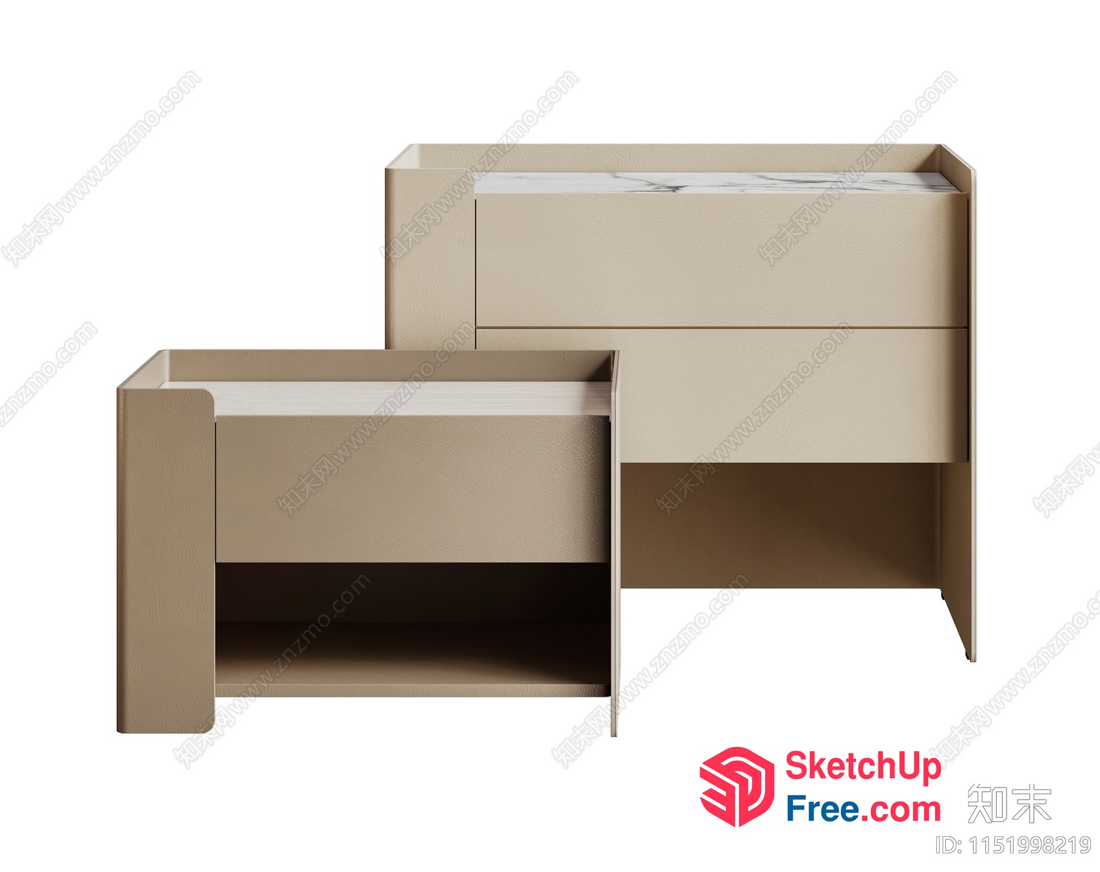 Modern Minimalist Beige And White Furniture Pieces 3D SketchUp File