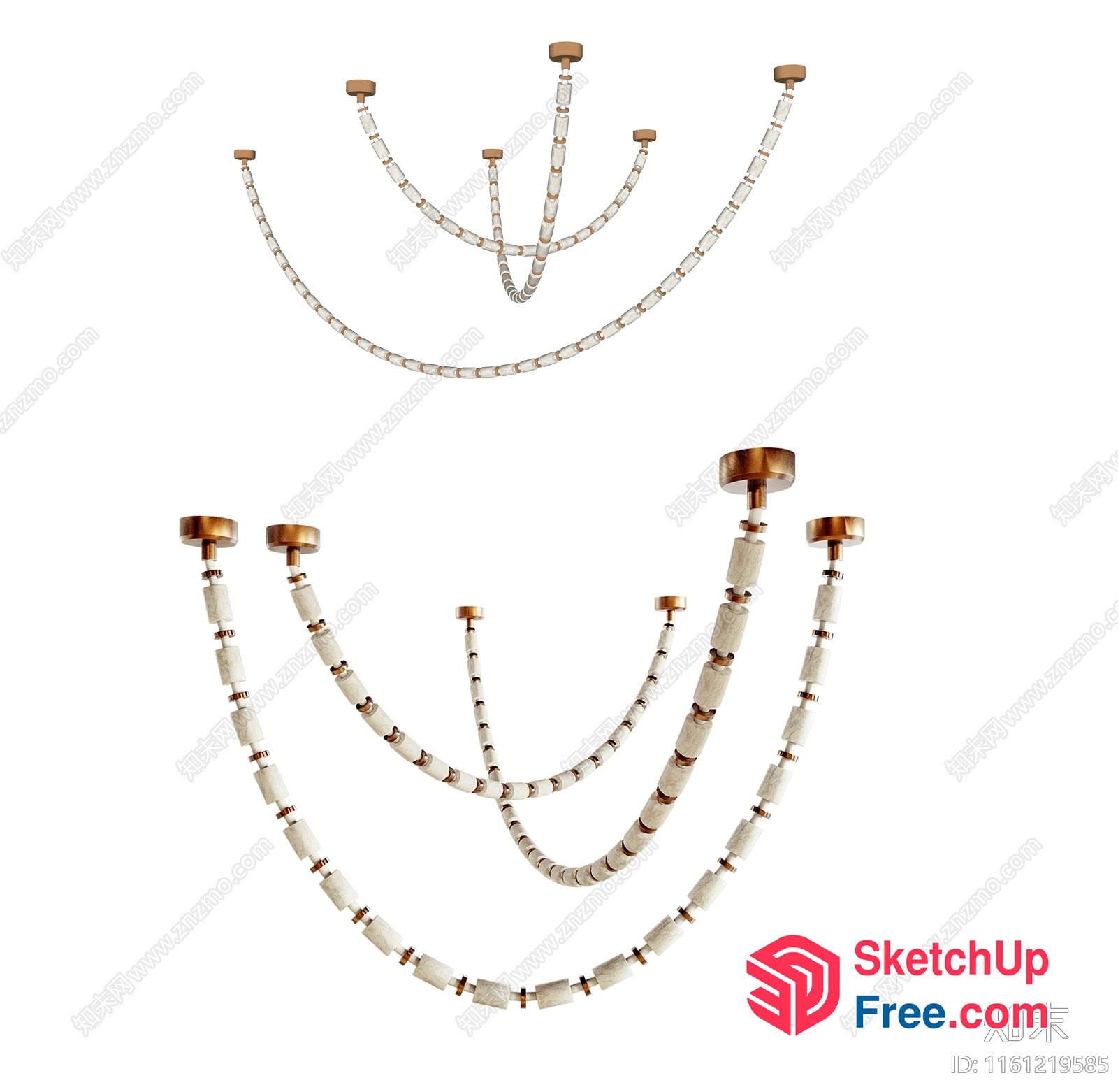 Elegant White And Gold Chandelier 3D SketchUp File