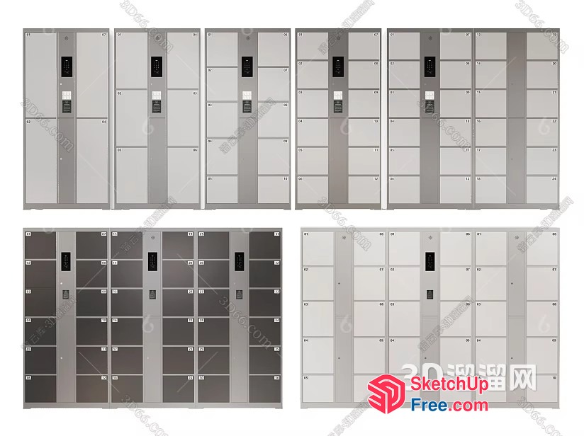 Modern Mailroom Lockers 3D SketchUp File
