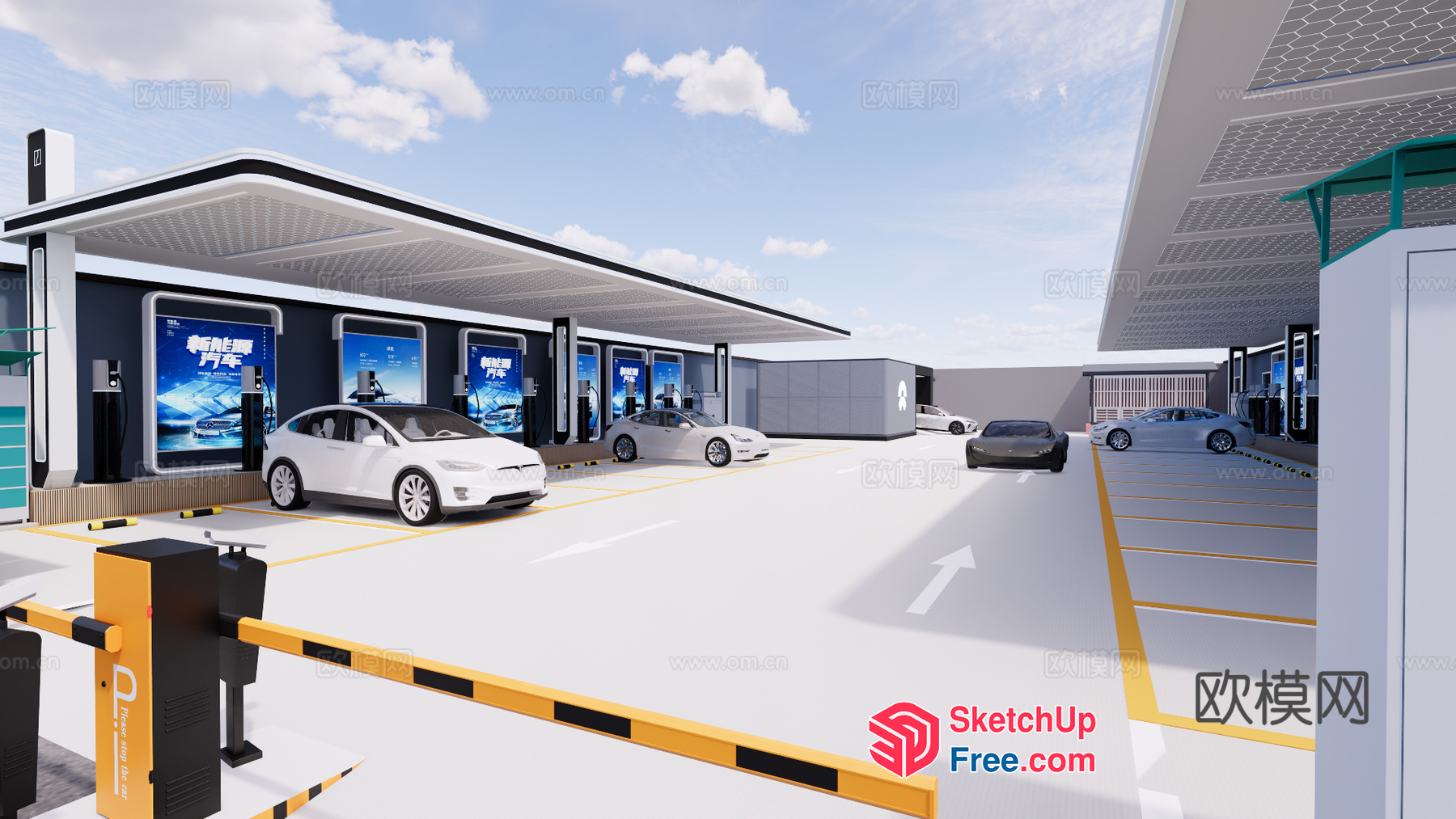 Electric Vehicle Charging Station Exterior 3D SketchUp File