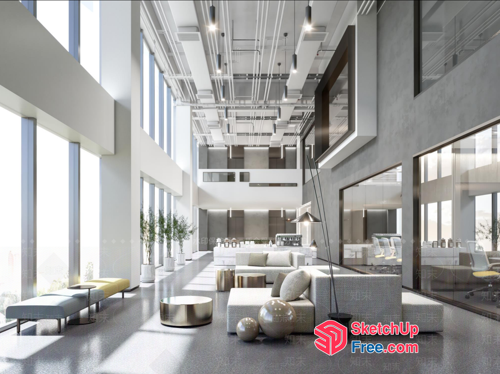 Modern Minimalist Office Interior 3D SketchUp File