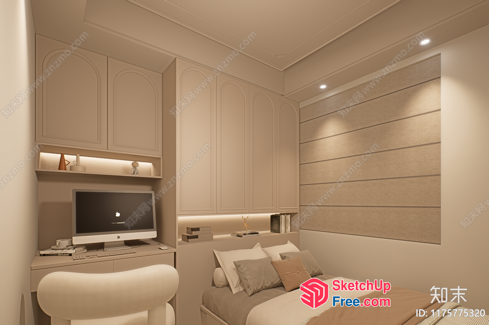 Cozy Minimalist Bedroom Interior 3D SketchUp File
