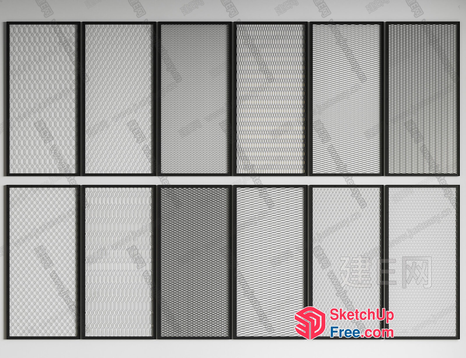 Collection Of Different Types Of Mesh Panels 3D SketchUp File