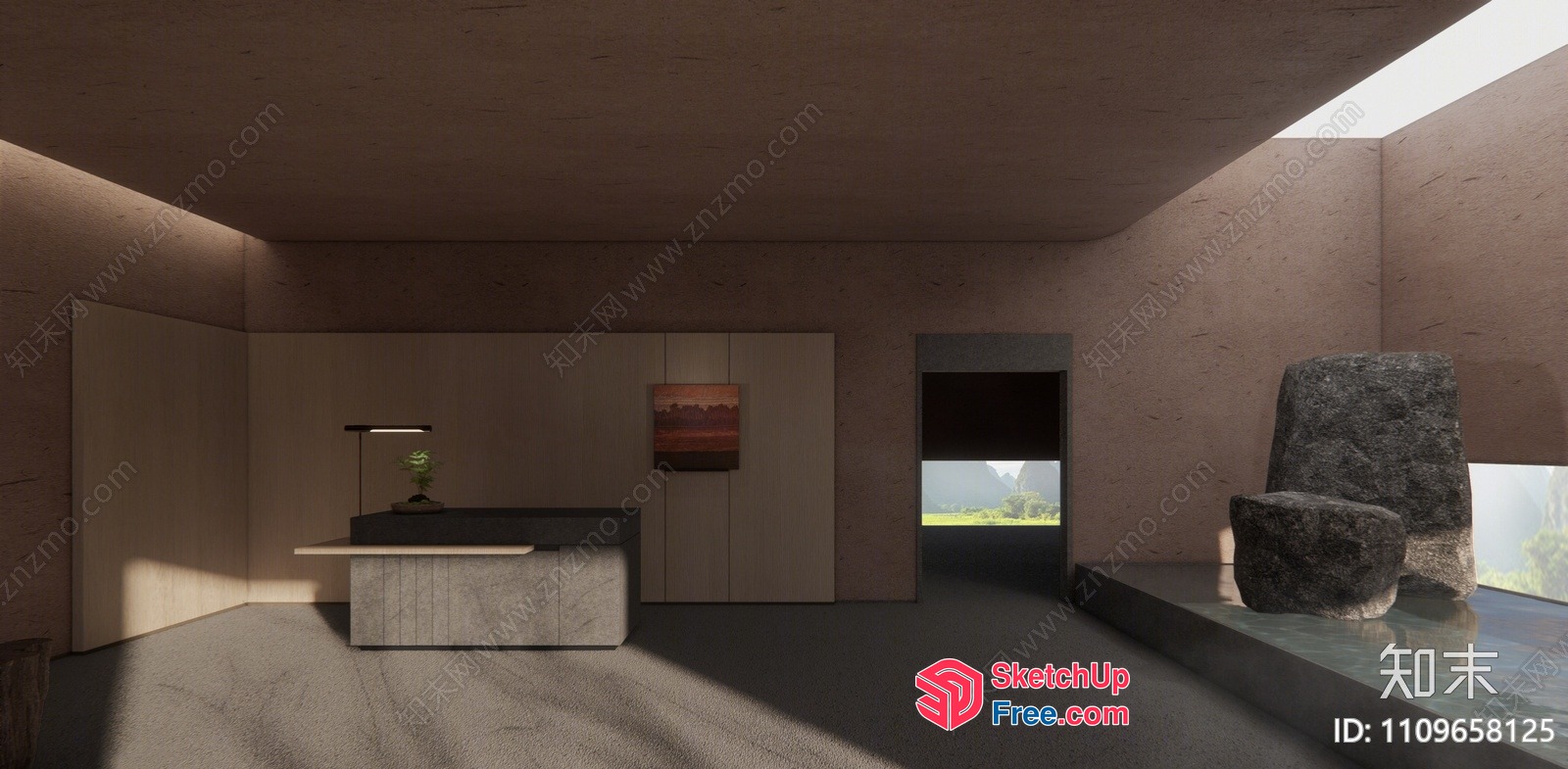 Minimalist Office Interior With Natural Light 3D SketchUp File