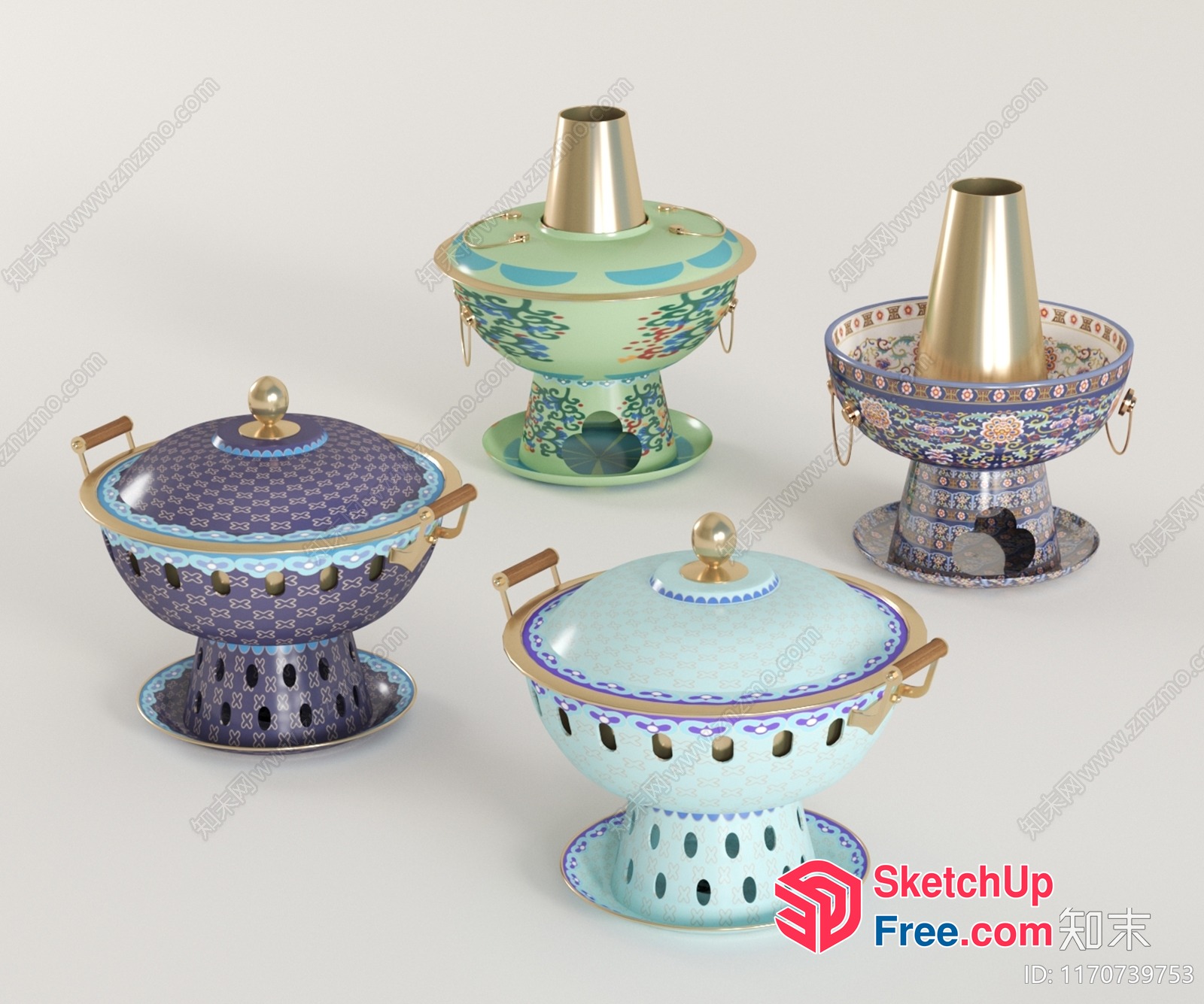 Colorful Ornate Ceramics 3D SketchUp File