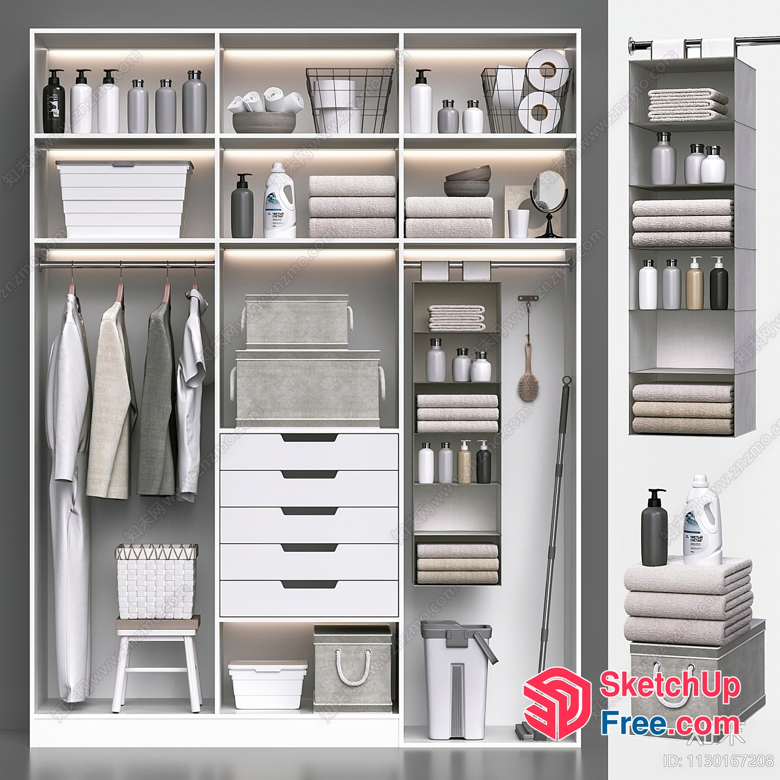 Modern Minimalist Monochromatic Bathroom Storage 3D SketchUp File