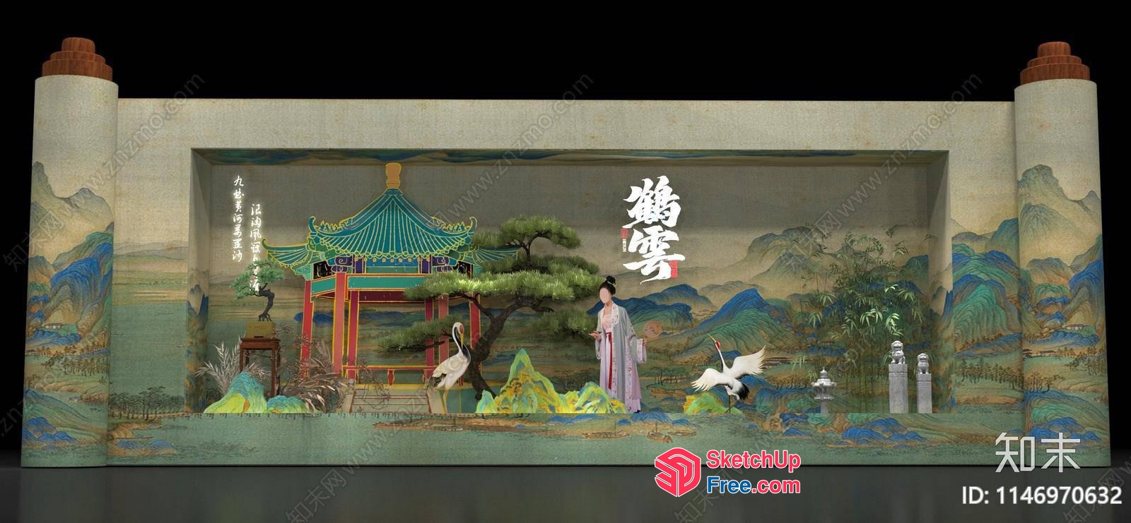 Asian Style Pavilion And Stairway 3D SketchUp File