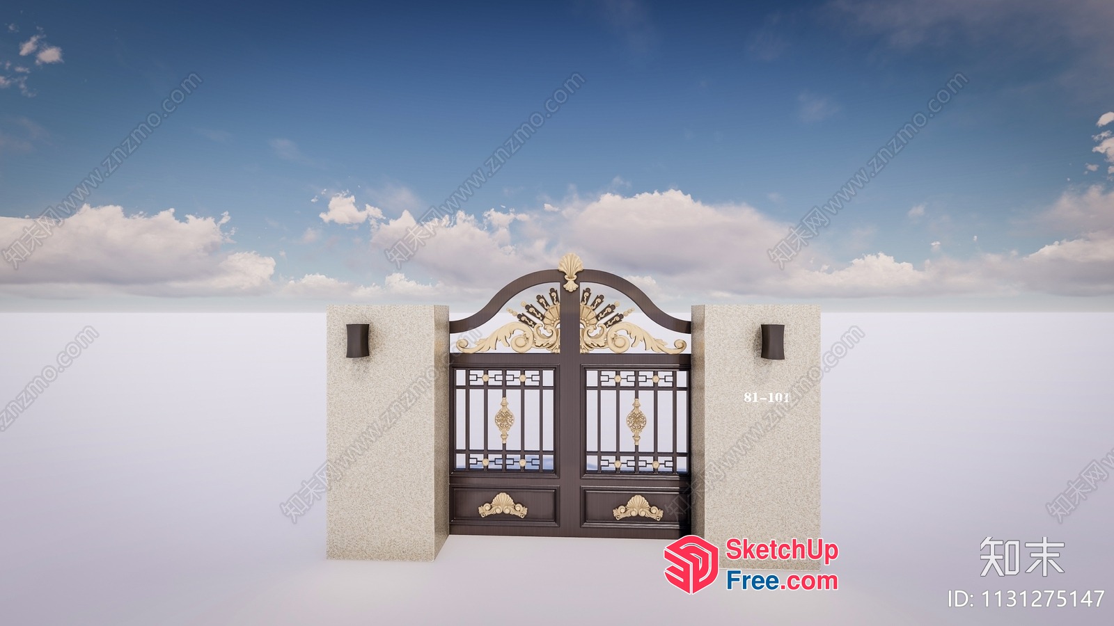 Ornate Door With Decorative Details And Pillars 3D SketchUp File