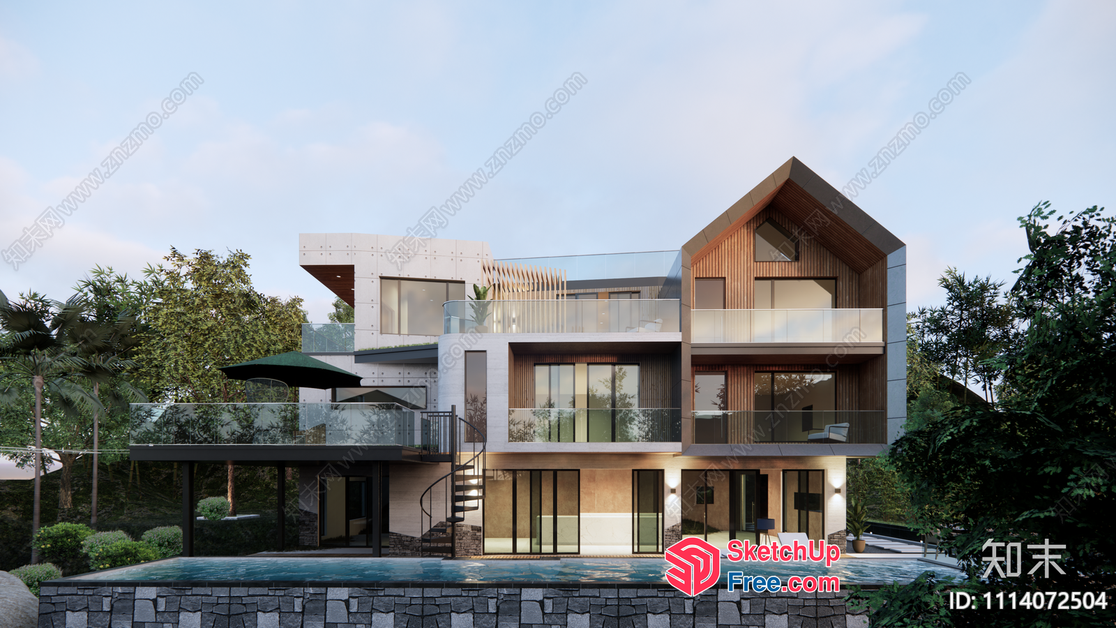 Modern Luxury Villa With Infinity Pool 3D SketchUp File
