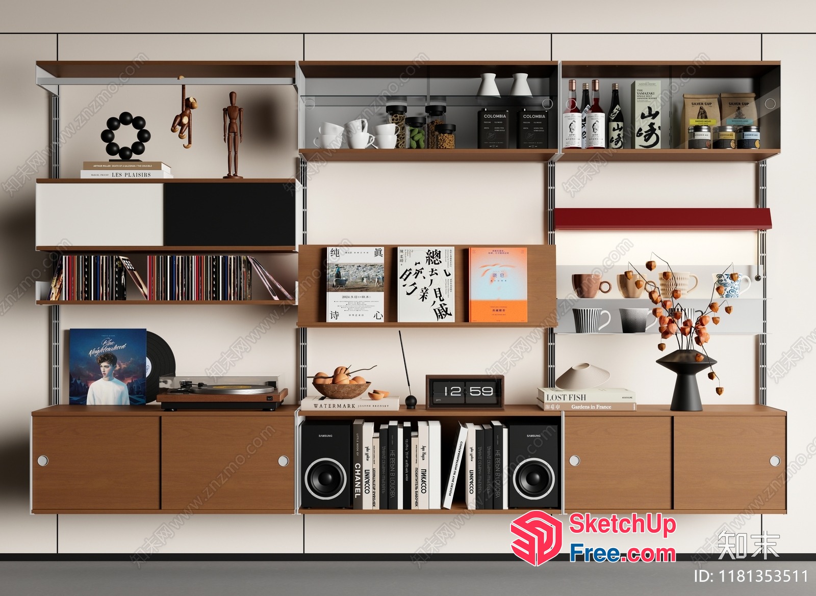 Modern Wall Unit With Storage And Display Shelves 3D SketchUp File