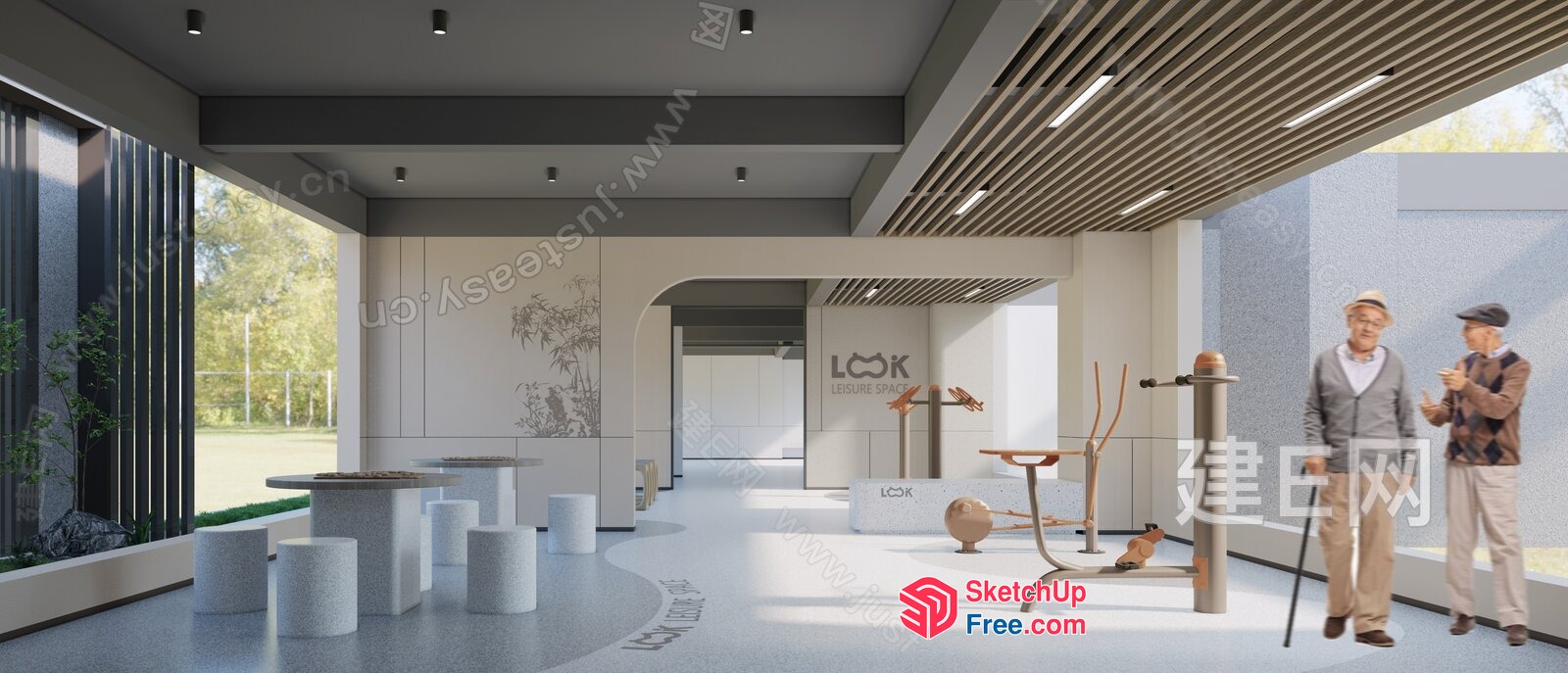 Modern Fitness Center With Outdoor Space 3D SketchUp File