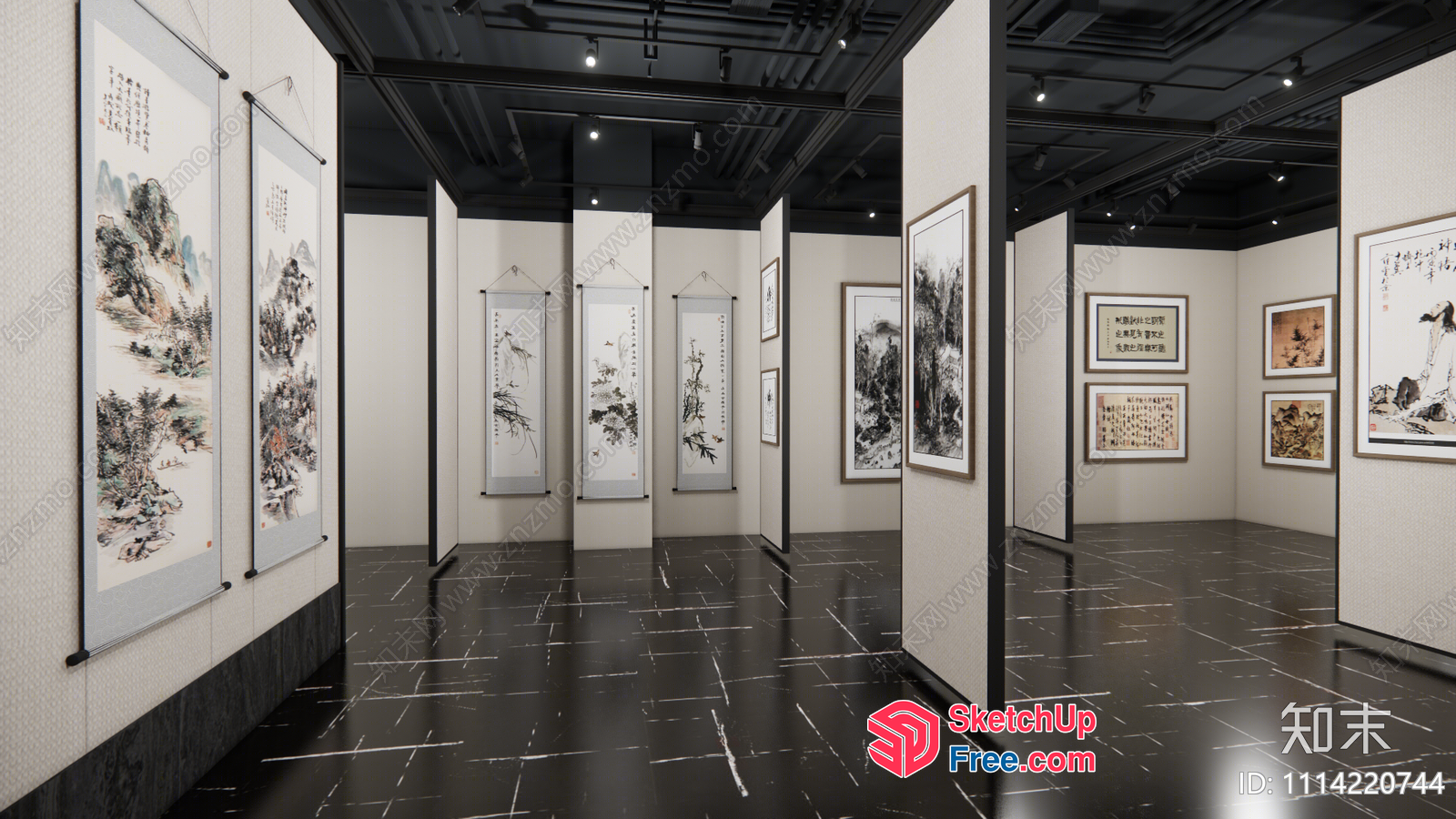 Elegant Chinese-Inspired Art Gallery 3D SketchUp File