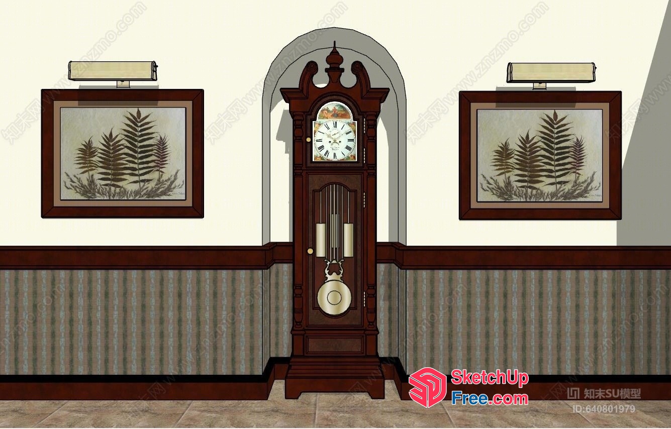 Grandfather Clock In Elegant Living Room Setting 3D SketchUp File