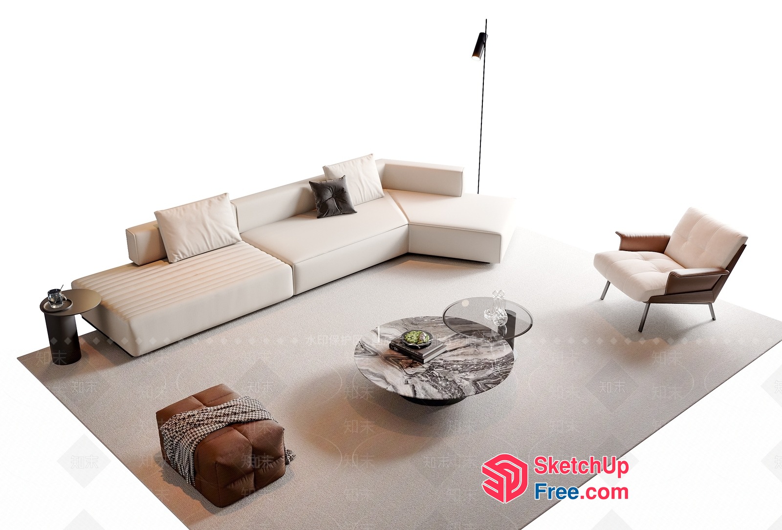 Minimalist Japanese Style Living Room Interior 3D SketchUp File