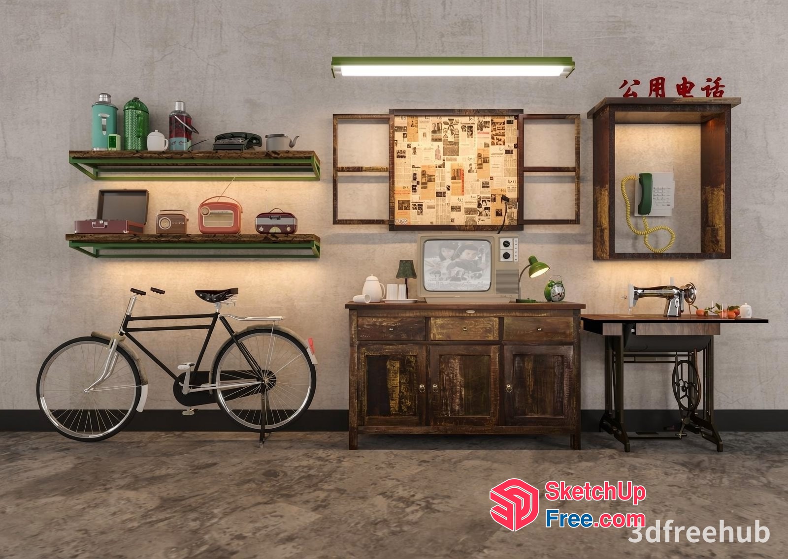 Vintage Industrial Home Decor Collection 3D SketchUp File