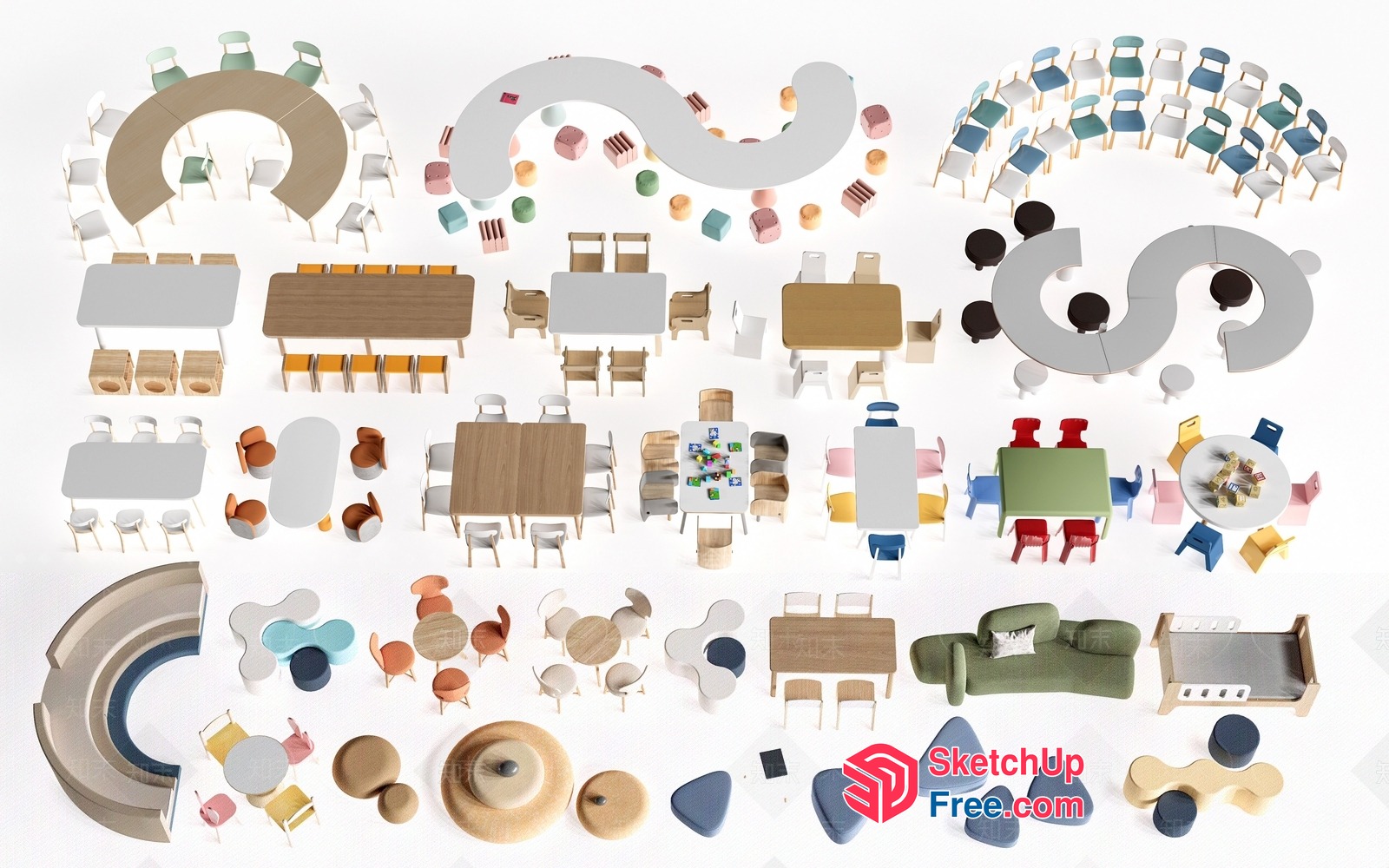 Colorful Furniture Arrangement 3D SketchUp File