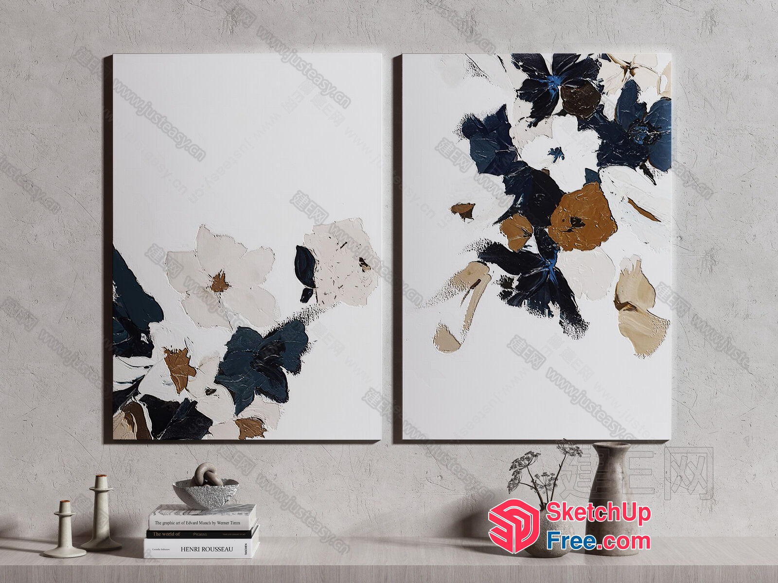 Abstract Floral Painting Collection 3D SketchUp File