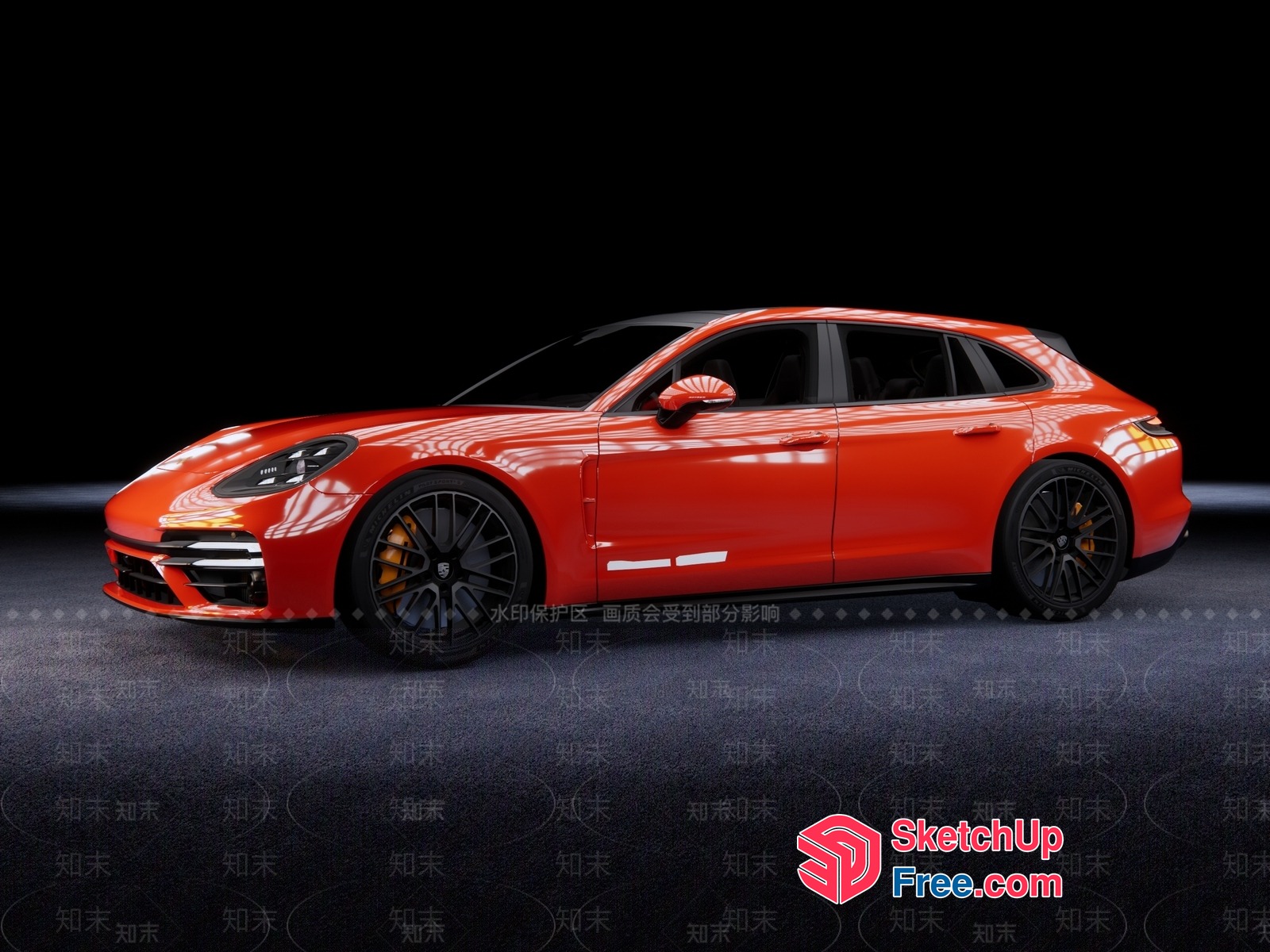 Red Porsche Panamera Sport Turismo Car 3D SketchUp File