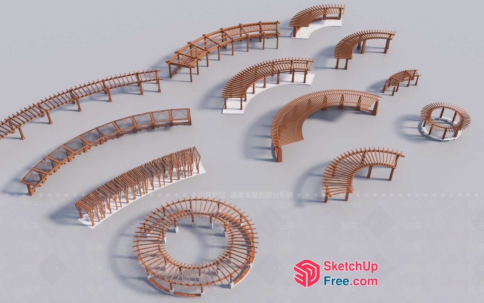 Curved Wooden Structures 3D SketchUp File