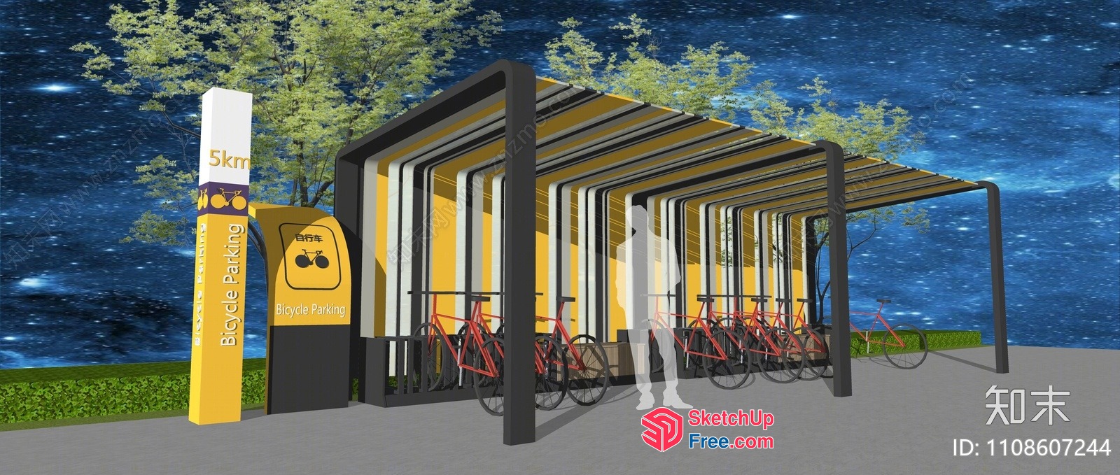 Outdoor Bicycle Parking Area 3D SketchUp File