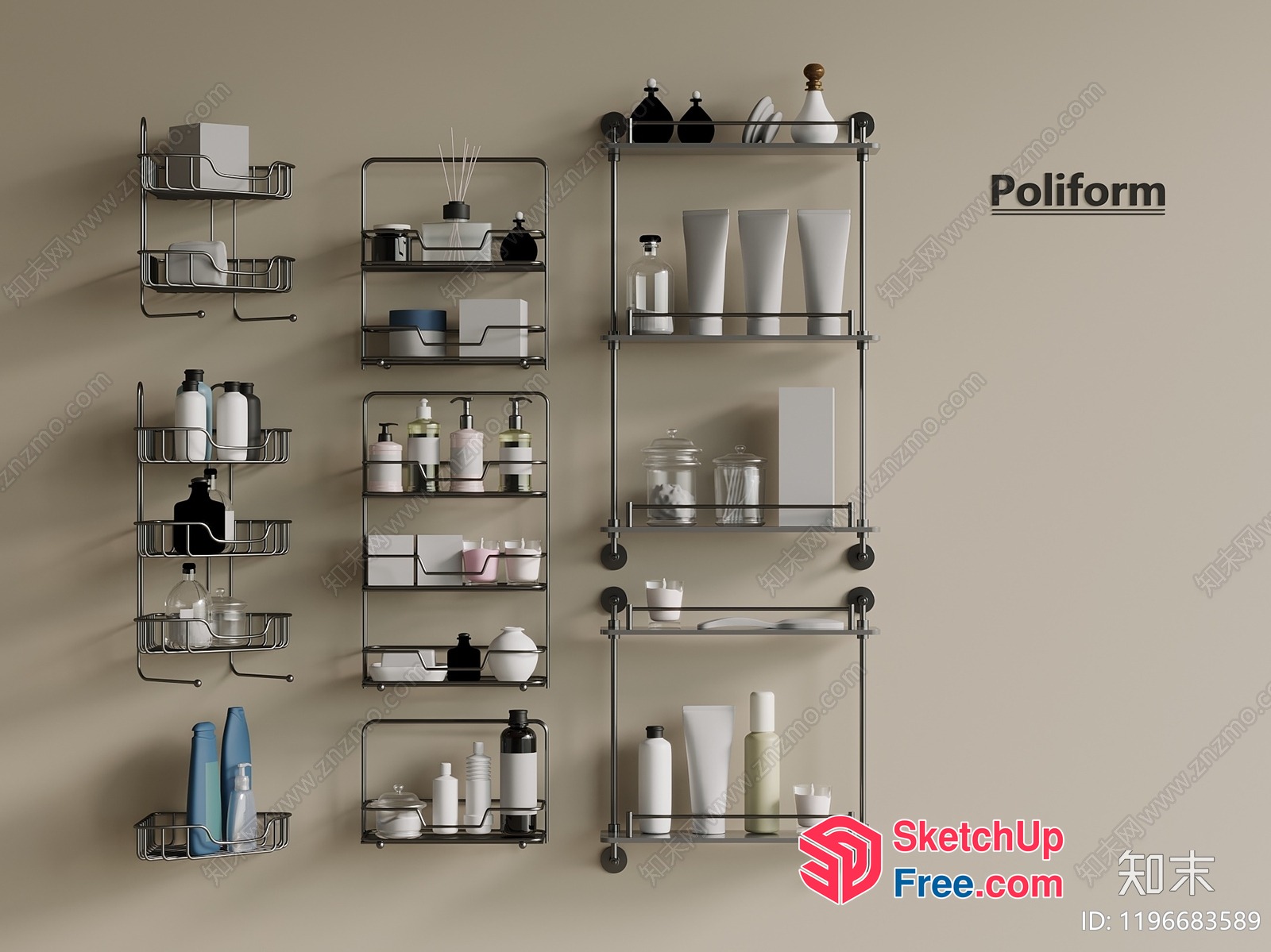Poliform Bathroom Shelf Collection 3D SketchUp File