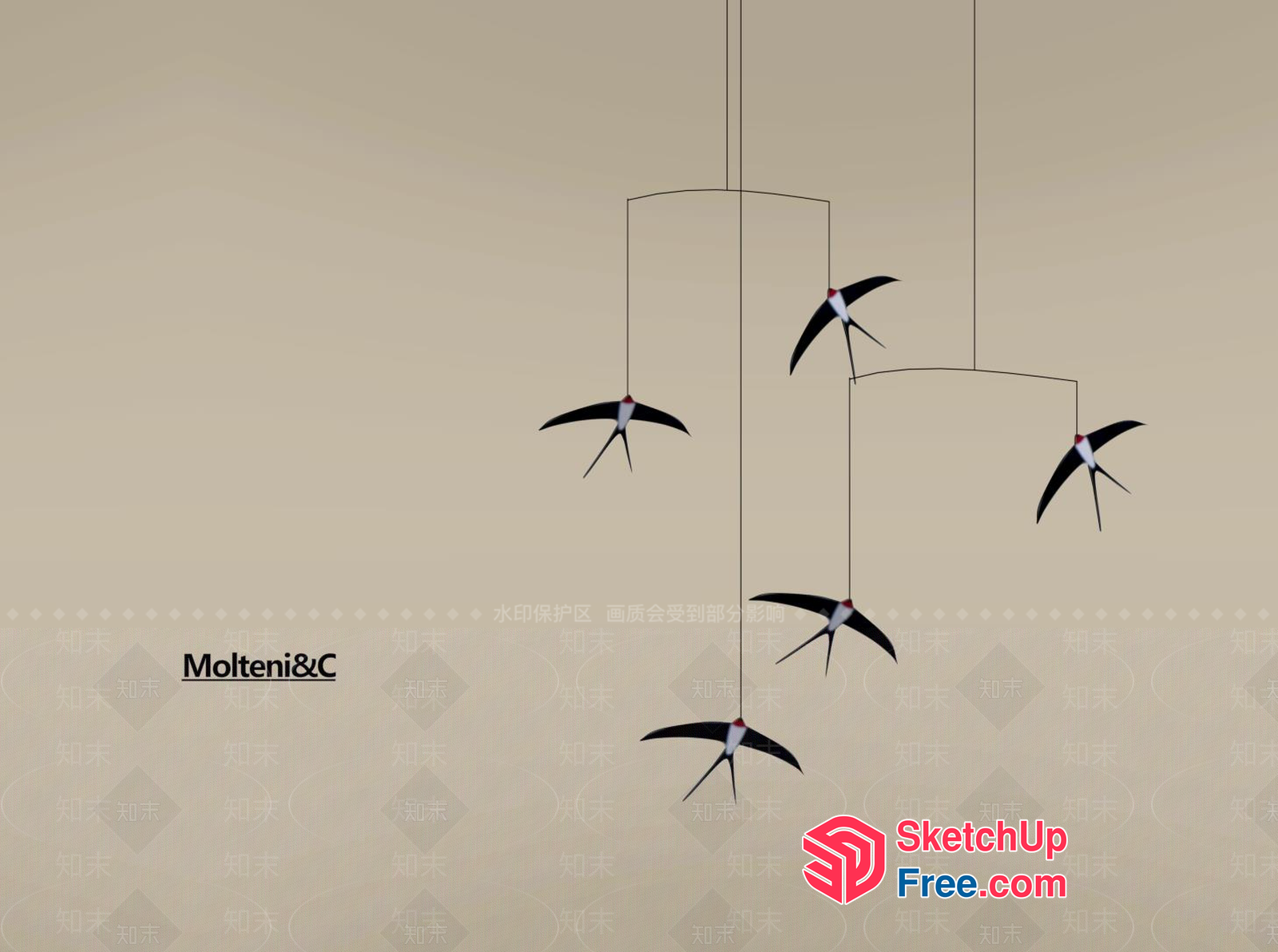 Elegant Swallows In Flight 3D SketchUp File