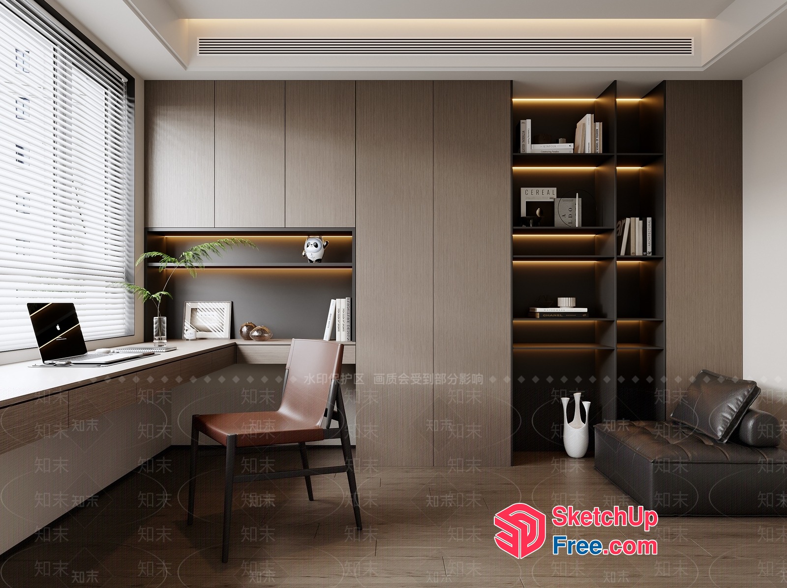 Modern Minimalist Office Space With Natural Light 3D SketchUp File